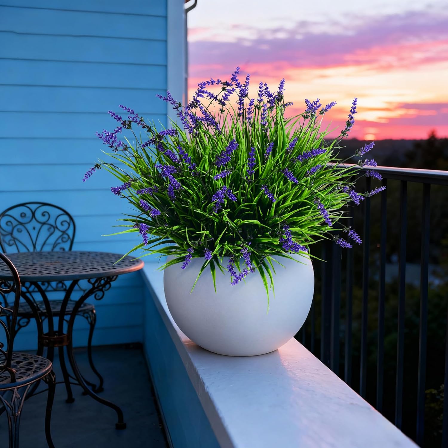 12 Bundles Artificial Lavender Flowers Faux Plants for Outdoor Fake Monkey Grass with Flowers Realistic Faux Greenery Shrubs for Porch Planters Patio Garden Window Boxes Pathway Decor (Purple) - Image 2