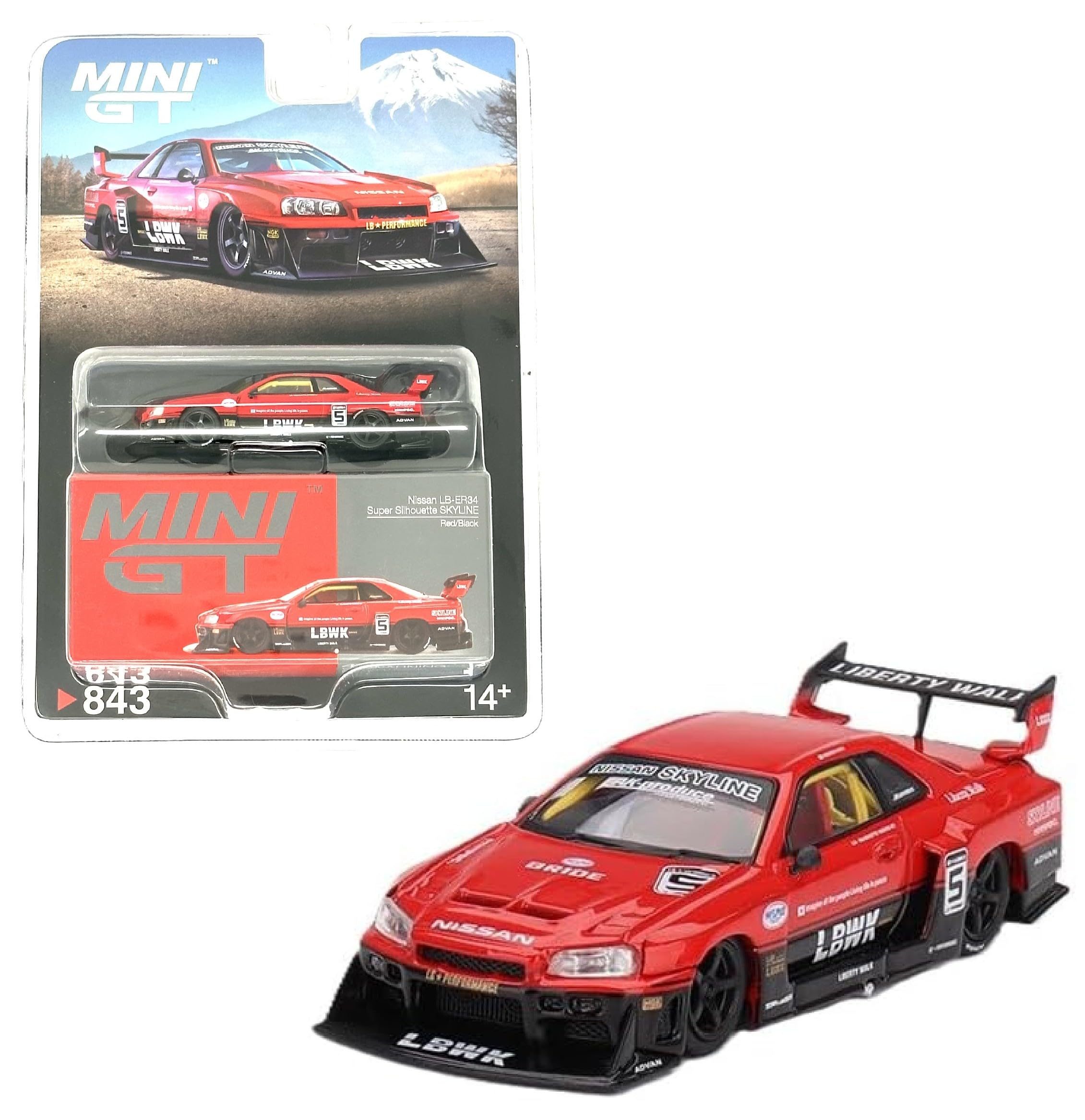 (1点) 「MINI GT」 Nissan LB-ER34 SKYLINE Mini GT Nissan LB-ER34 Super Silhouette Skyline Indonesia