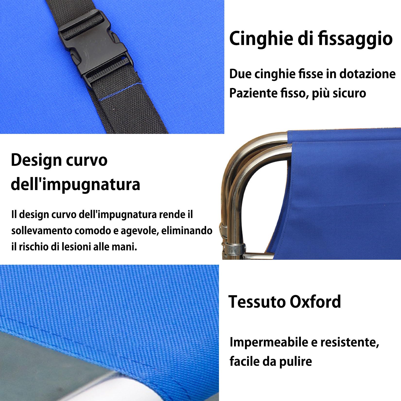 Barella di Salvataggio,Barella Pieghevole Portatile con 4 Ruote e Cintura,Asta Push-pull,Piegabile in 2,per Trasporto Paziente da Viaggio Medico di Emergenza capacità di Peso 350 Libbre