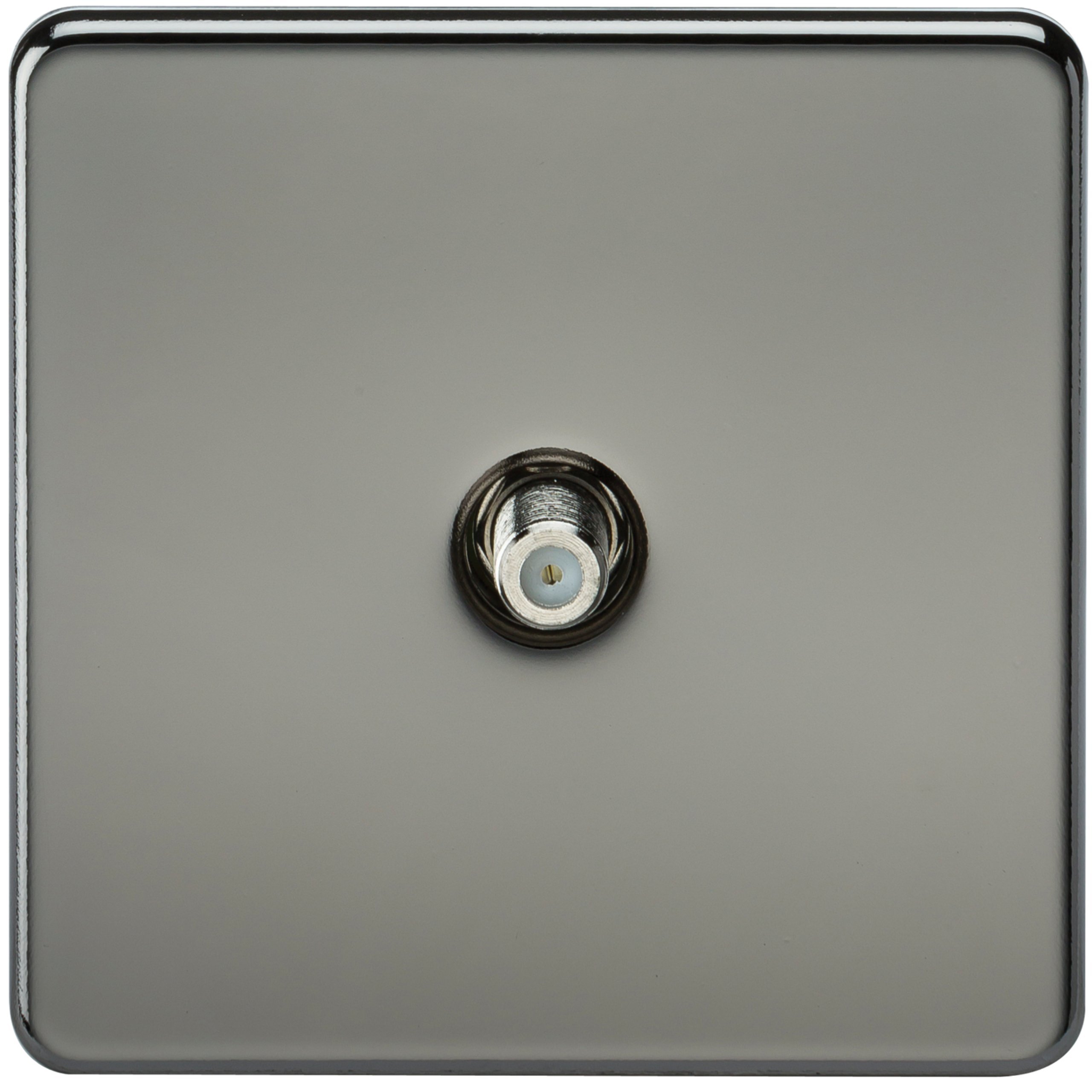 Knightsbridge SF0150BN (Non-Isolated Screwless 1-Gang Sat Tv Outlet, 230 V, Black Nickel
