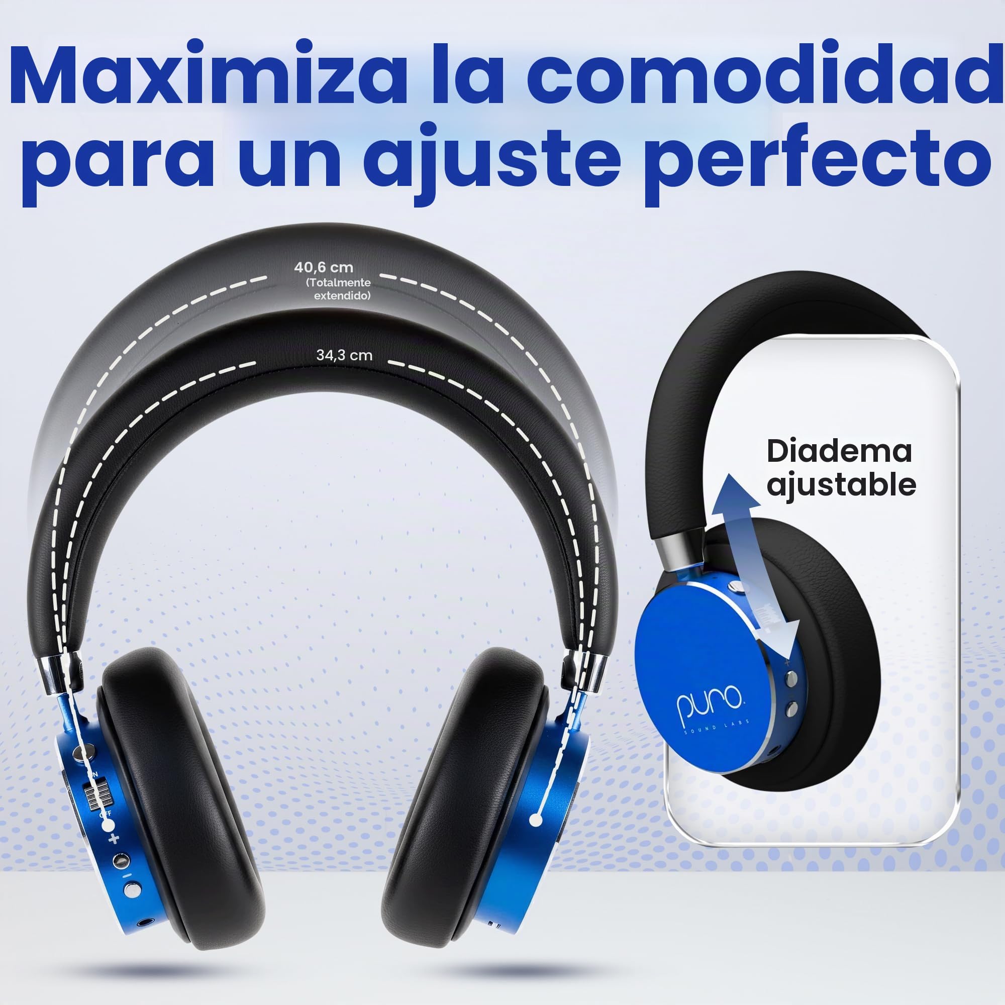 Puro Sound Labs BT2200-Plus Auriculares Bluetooth para Niños con Limitación de Volumen - Auriculares más Seguros para Niños - Calidad de Audio de Estudio y Aislamiento de Ruido (Azul)