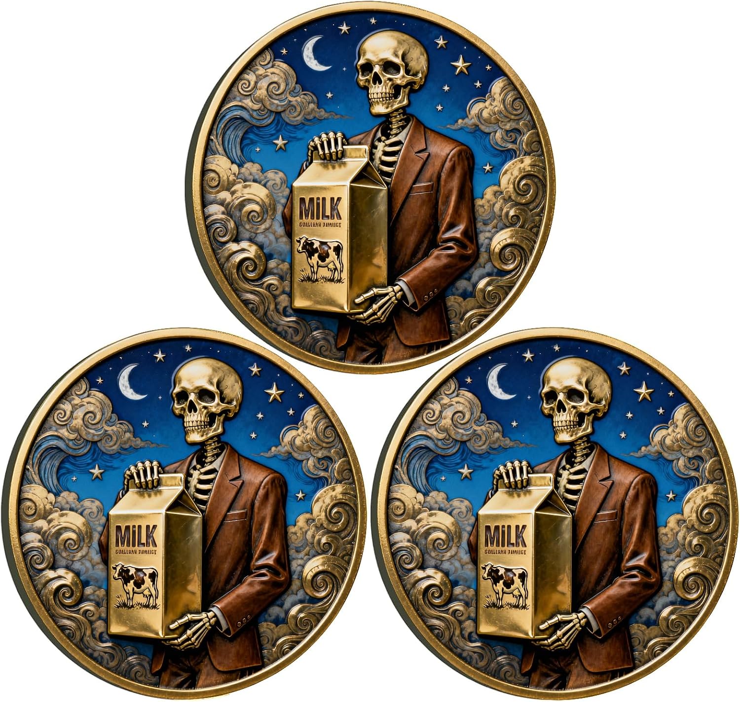 Father's Coin, Dad Who Came Back with The Milk Challenge Coin, 3-Pack | funny father's day birthday coin gift for reliable dads with protective case