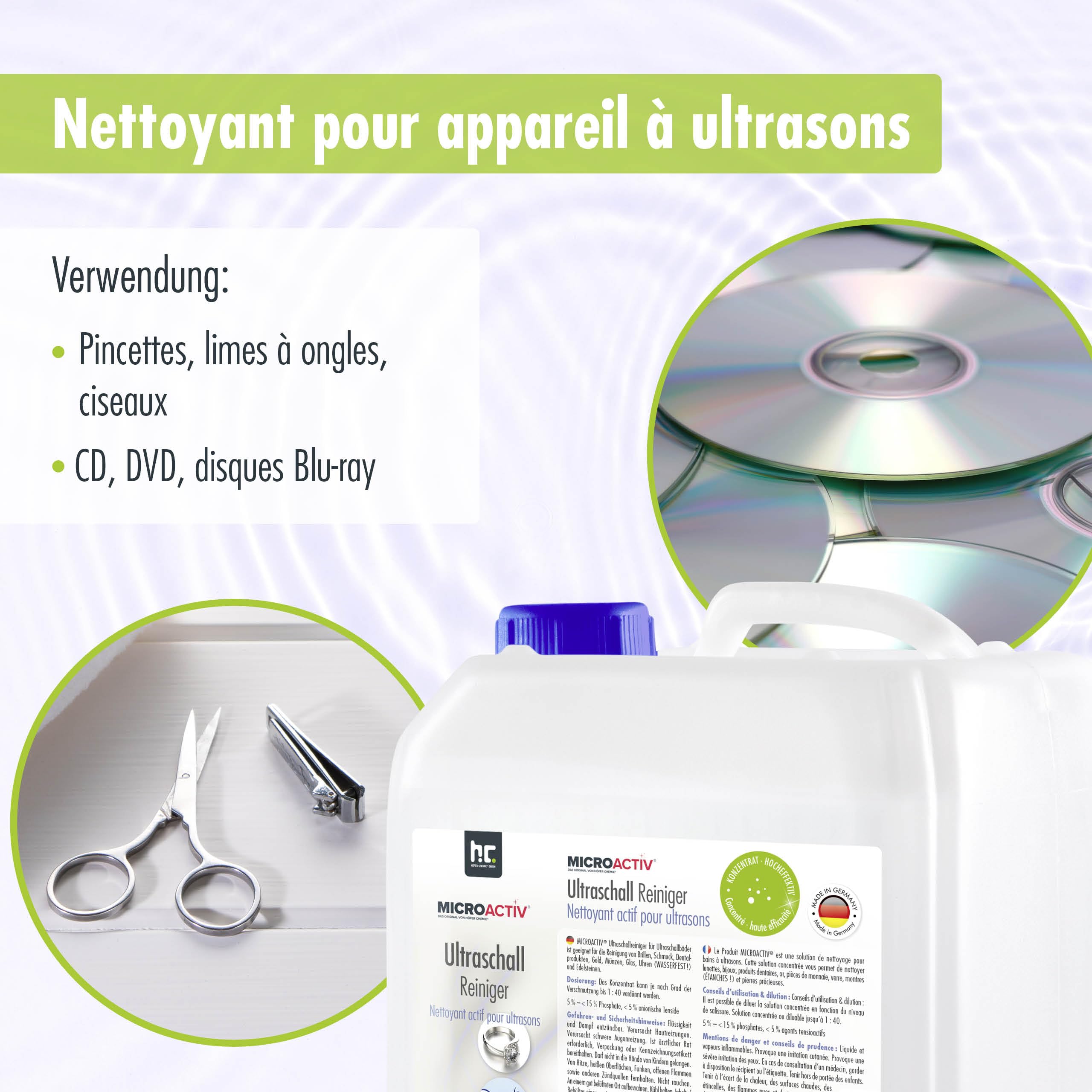 Microactiv Nettoyant Ultrason 2 x 5 L - Concentré pour Bac à Ultrasons