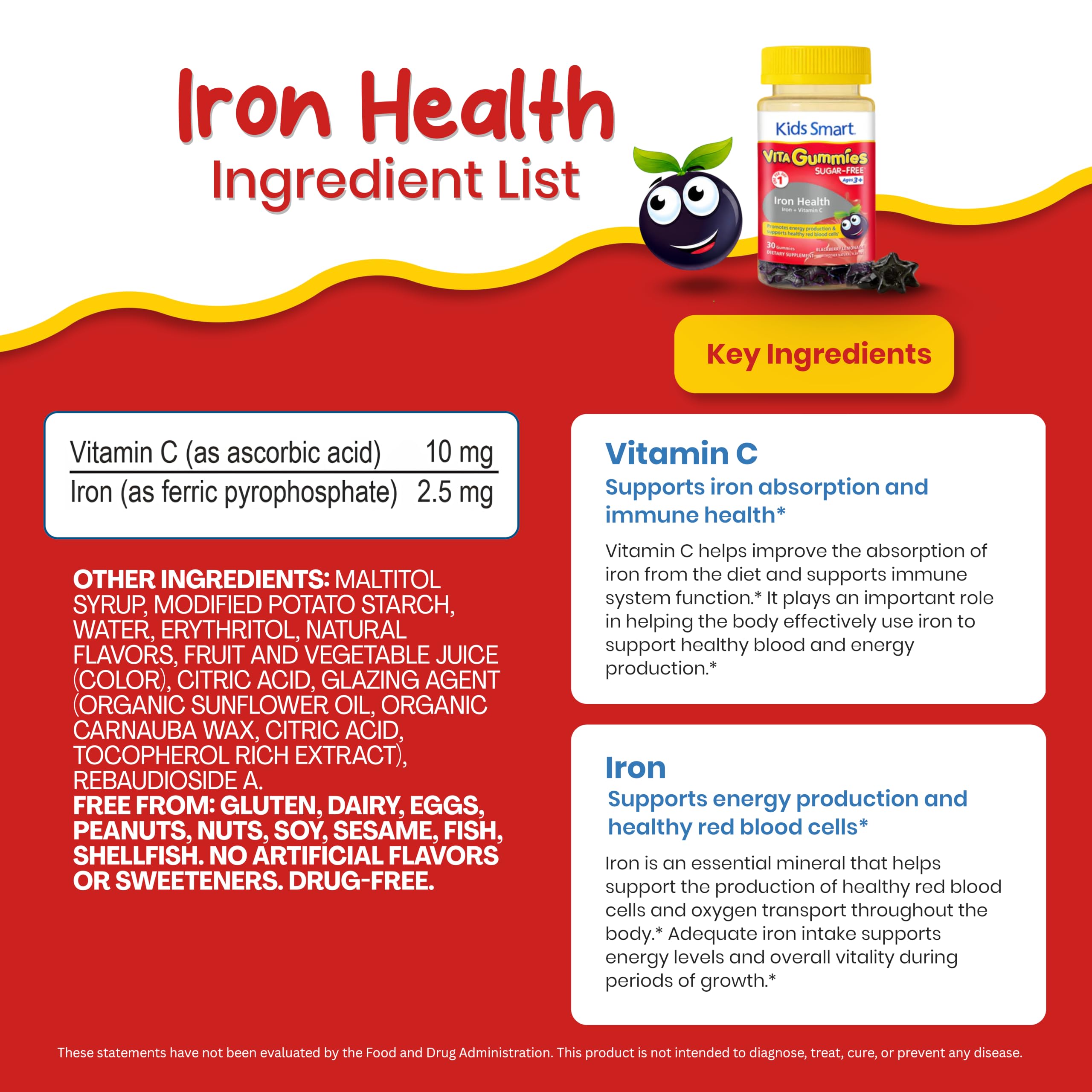 KIDS SMART Iron Health Gummies, Iron + Vitamin C, Energy & Immune, Kids 3+ — Amazon image 7