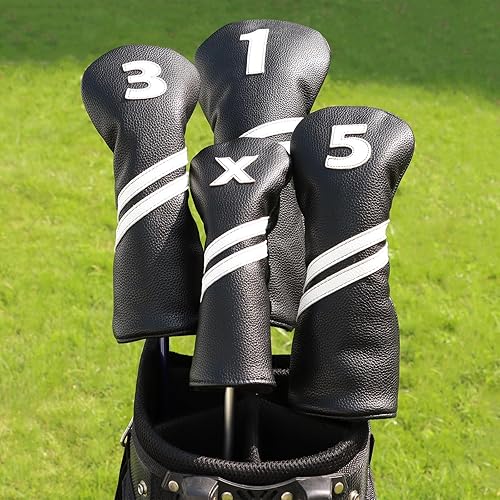Miniatura 2 de Fundas para Palos de Golf, 4 piezas o 1 pieza, Fundas para Cabezas de Golf para Maderas y Driver Fairway Híbridos Mujeres Hombres - Cuero PU Premium