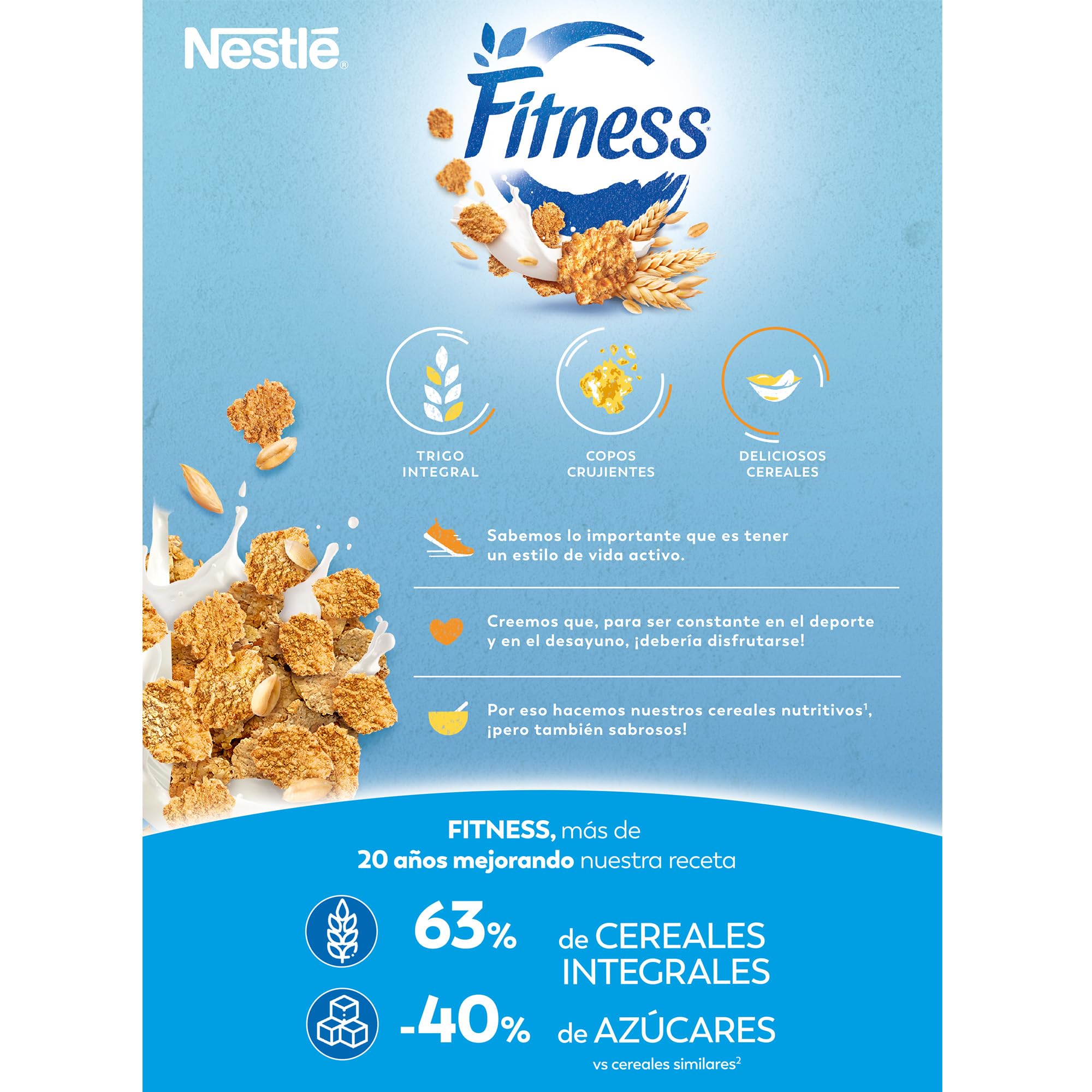 FITNESS Cereales Nestlé Original Copos de trigo integral y arroz tostados, Paquete de 300 g