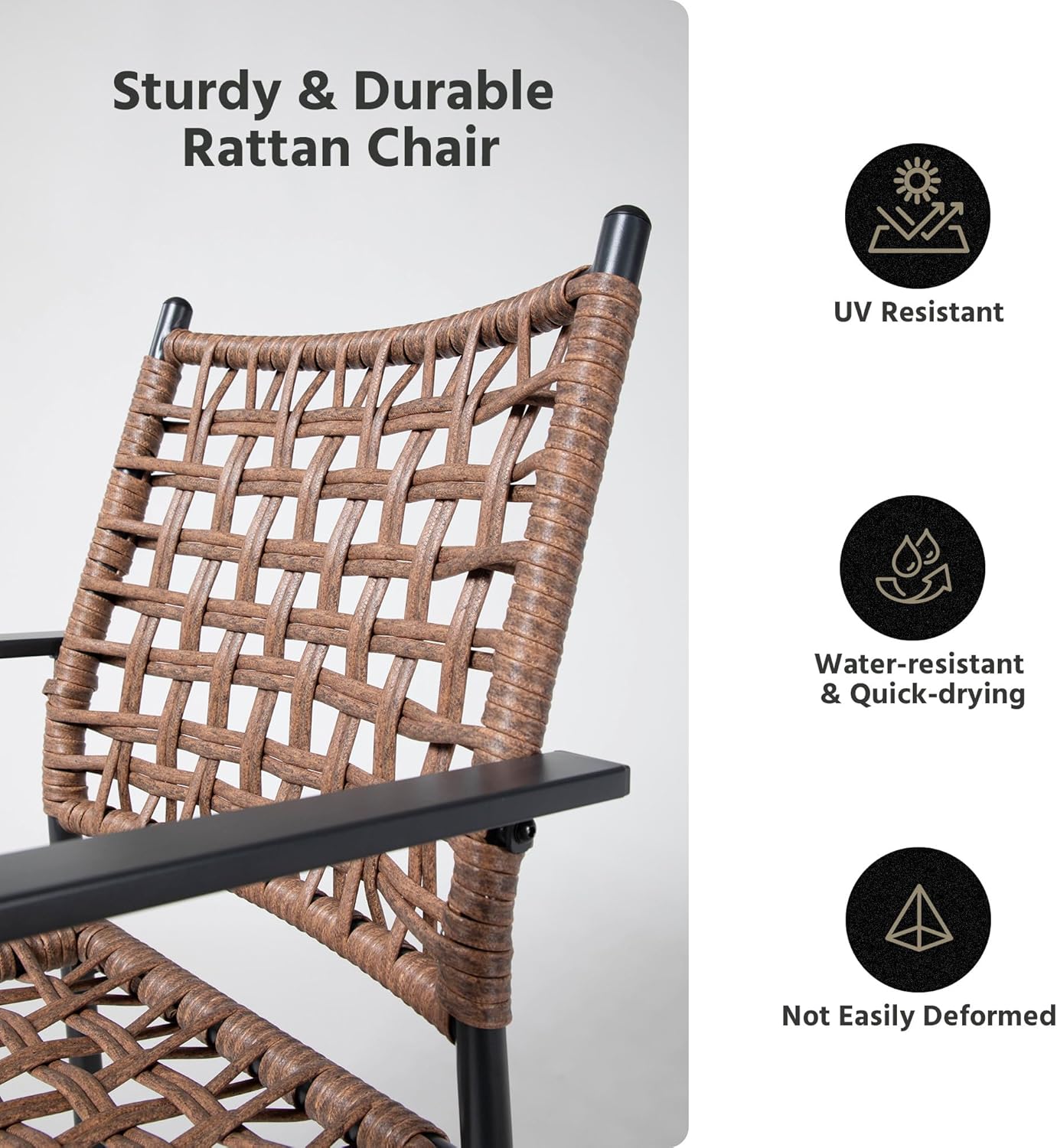 LAUSAINT HOME Outdoor Patio Dining Set 7 Pieces, Outdoor Rattan Dining Table and Chairs Set with Metal Table and Umbrella Hole, Patio Furniture Sets for Garden Backyard Deck Balcony