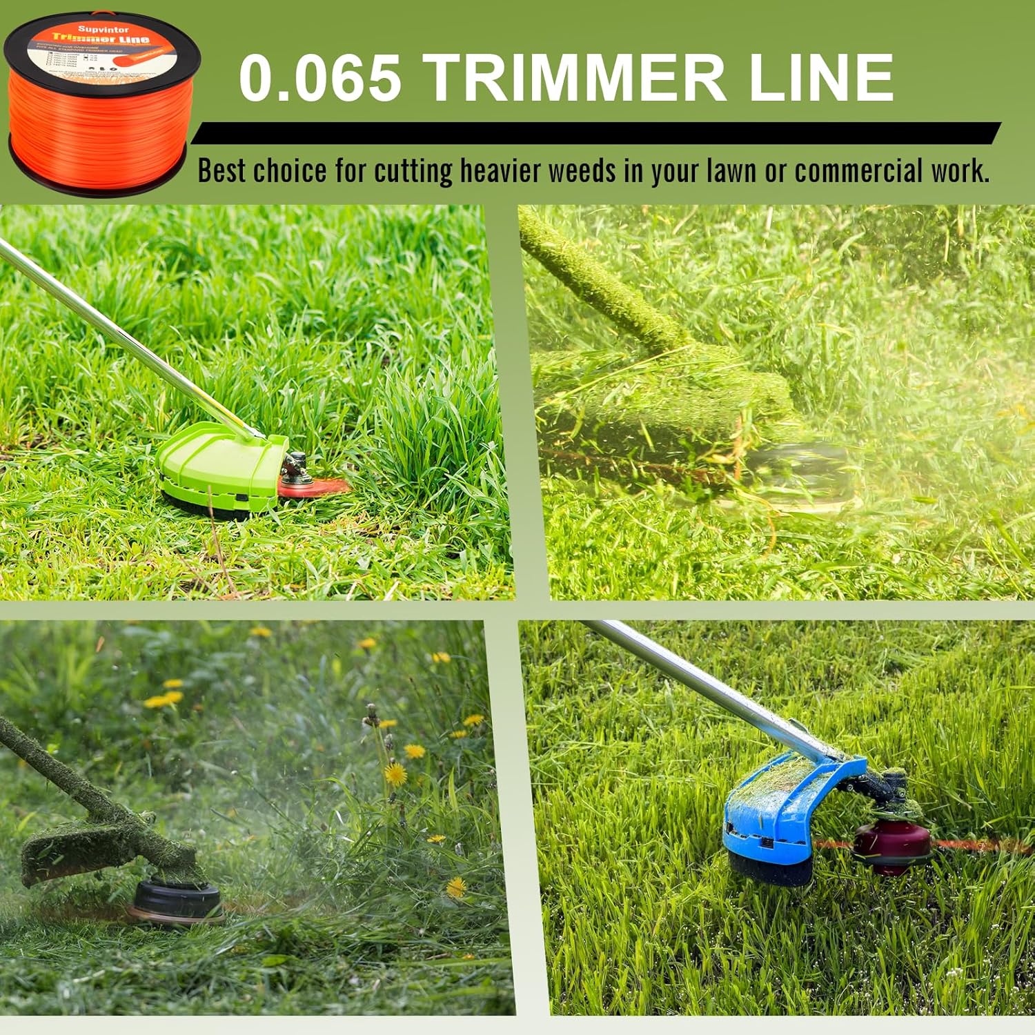 065 Trimmer Line, Trimmer String 065, Weed Eater String 065, Weed Wacker String 065, 0.065Inch-2000ft-3lb Commercial Grade Round String Trimmer Line Fits Most String Trimmer, Orange