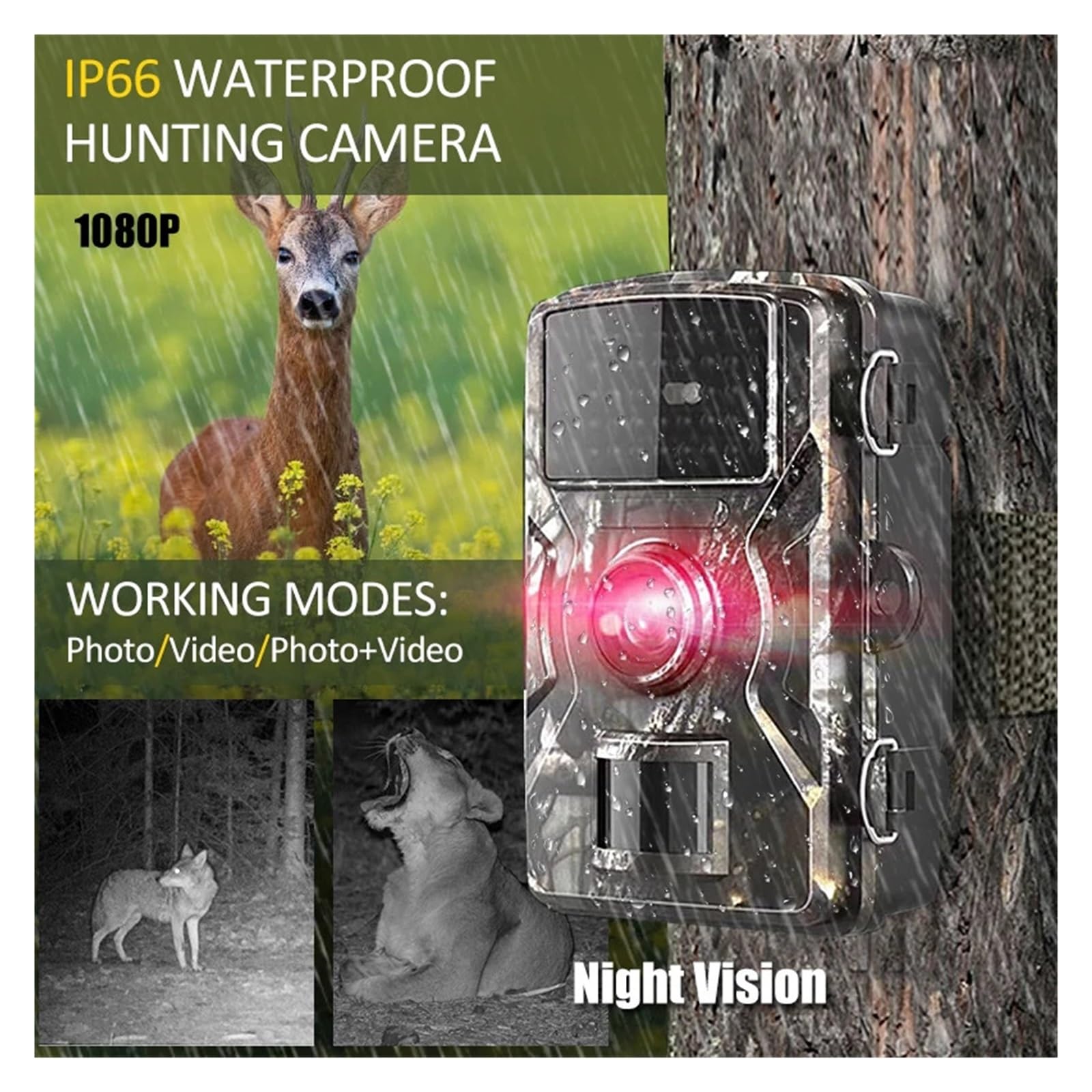16MP 1080P Outdoor Wildlife Polowanie Kamera Obserwacyjna Noktowizor Na Podczerwień Track Aktywowana Ruchem Wodoodporna Fotopułapka