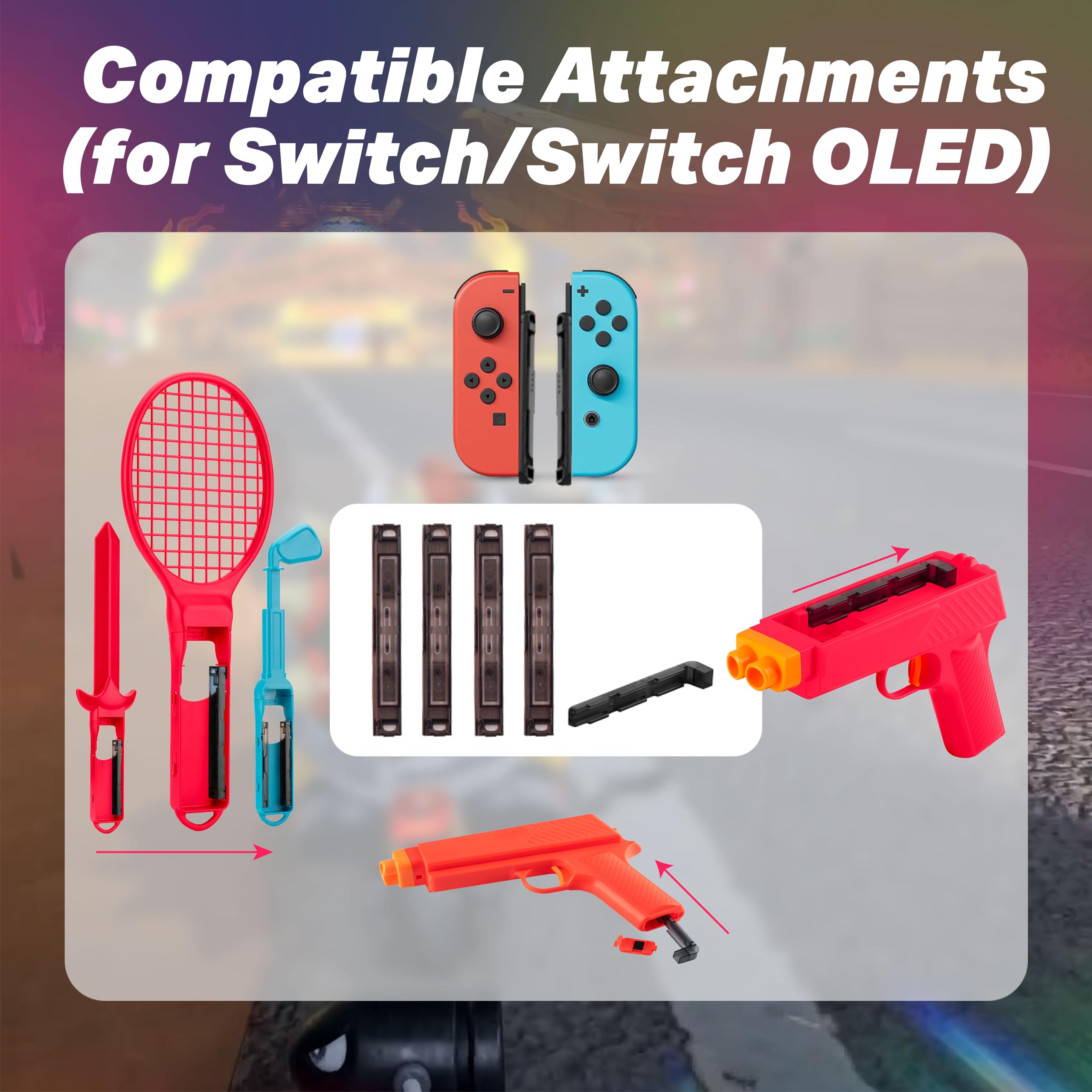 NiTHO Set Accessori Sport per Controller Compatibile con Switch 2, Bundle Giochi Sport con Volanti, Racchette, Spade e Pistole, Compatibile con Switch / OLED