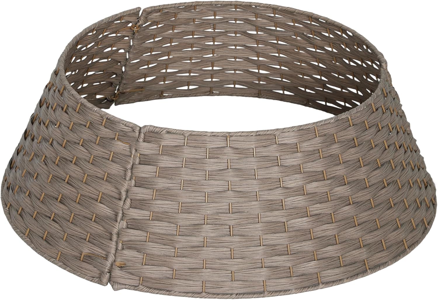 HOMCOM 27 inch Rustic Christmas Tree Collar, Plastic Woven Christmas Tree Skirt, Base Cover for Party, Holiday, Home Decoration, Coffee