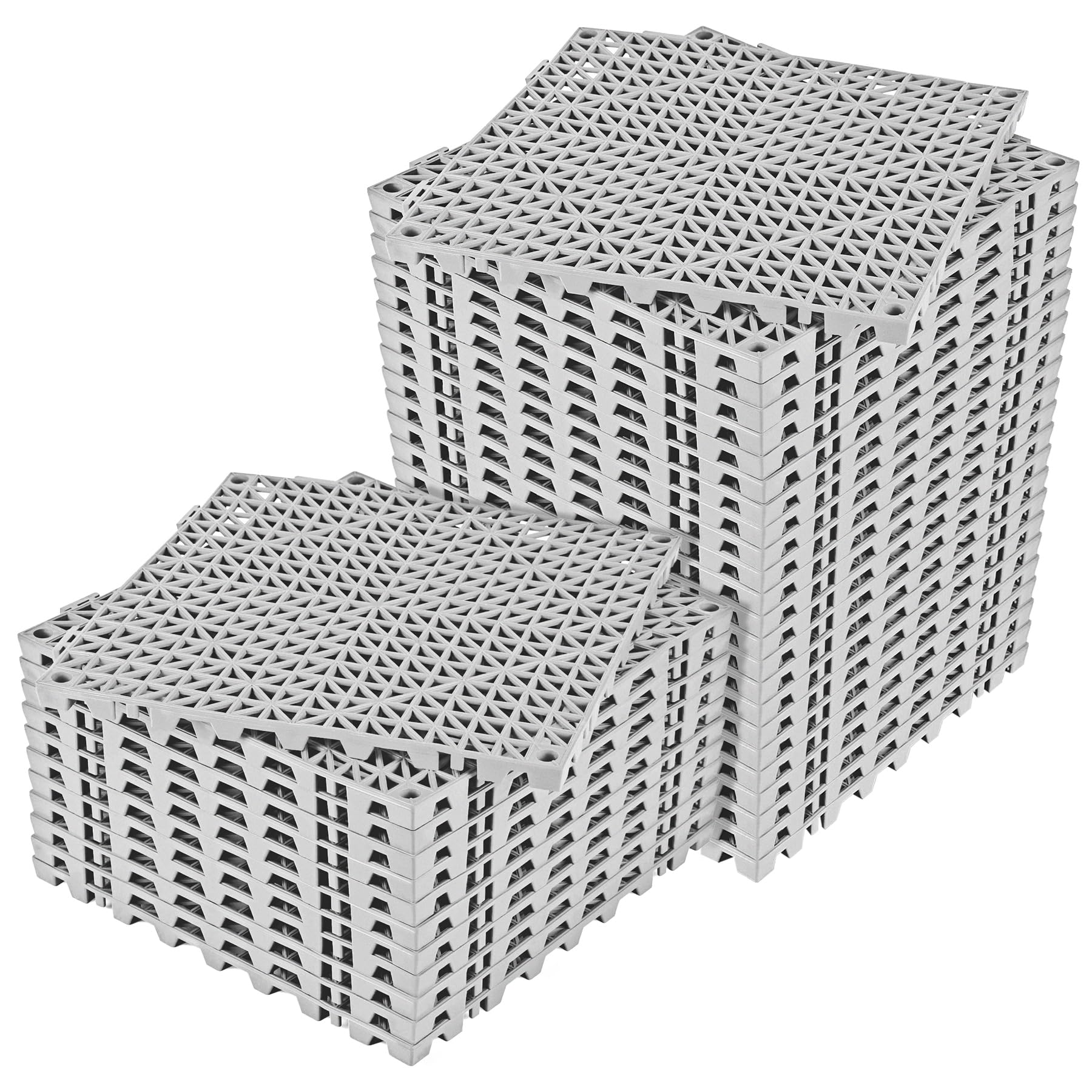 ToLanbbt Modular Interlocking Cushion 36P 11.8" x 11.8" Interlocking Rubber Floor Drain Holes Non-Slip Splicing Drainage Mats for Deck, Shower, Kitchen, Drain Pool, Sauna Bath, Indoor Outdoor (Grey)