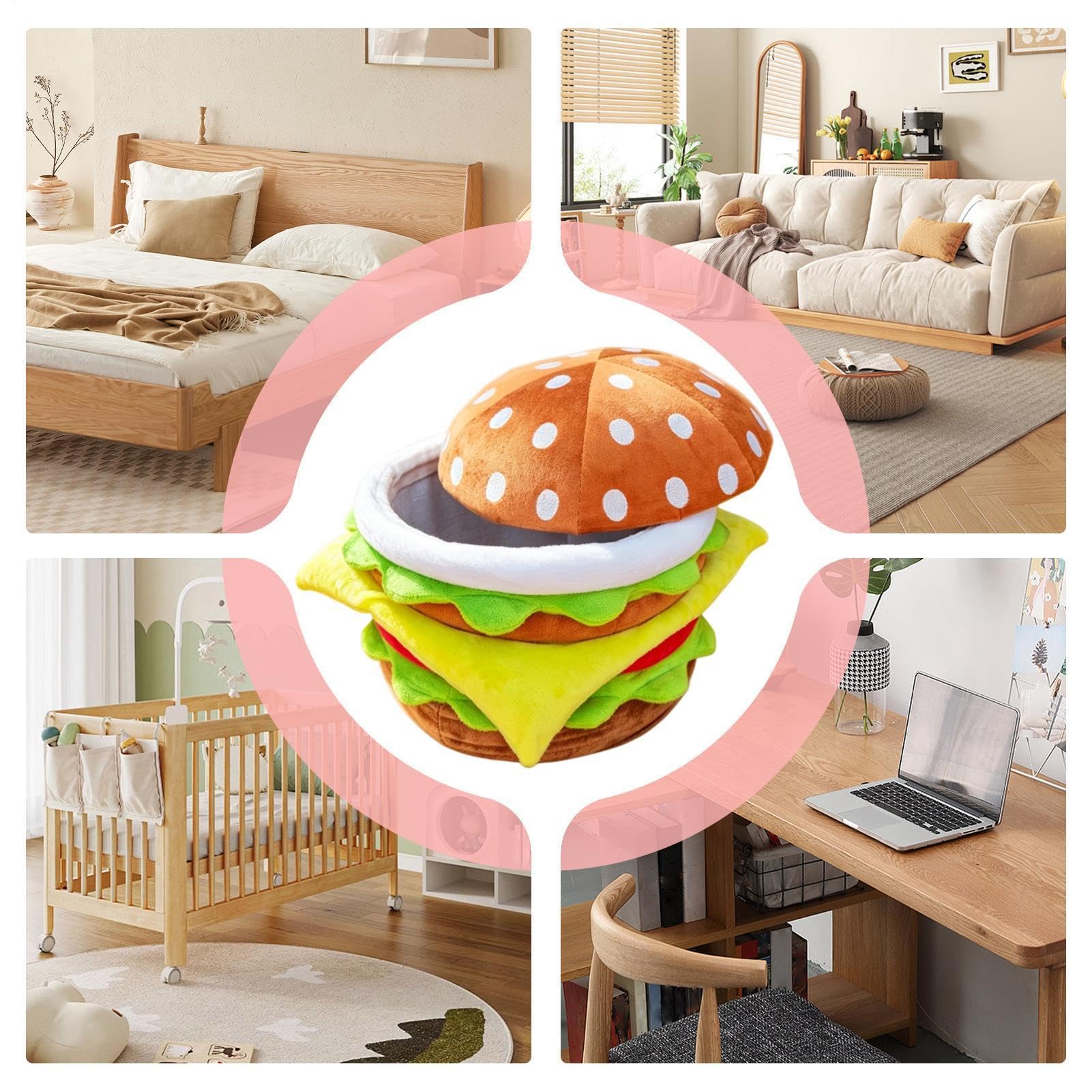 Taburete de almacenaje Hamburguesa con Tapa Asiento Decorativo Multifunción