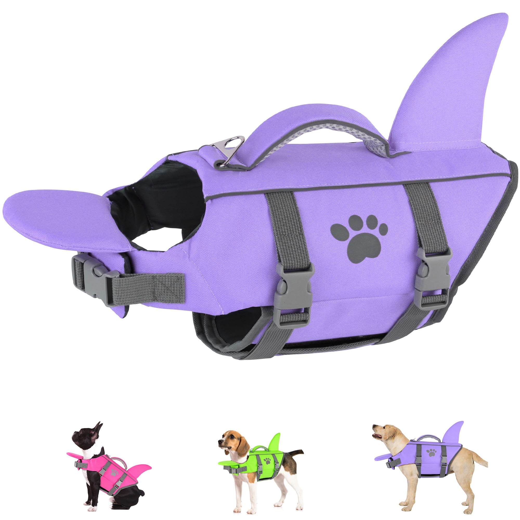 Dogcheer Gilet de sauvetage pour chien en forme d'aileron de requin, gilet de sauvetage à haute flottabilité pour la natation et le bateau, gilet de natation réglable pour chiens de petite, moyenne et