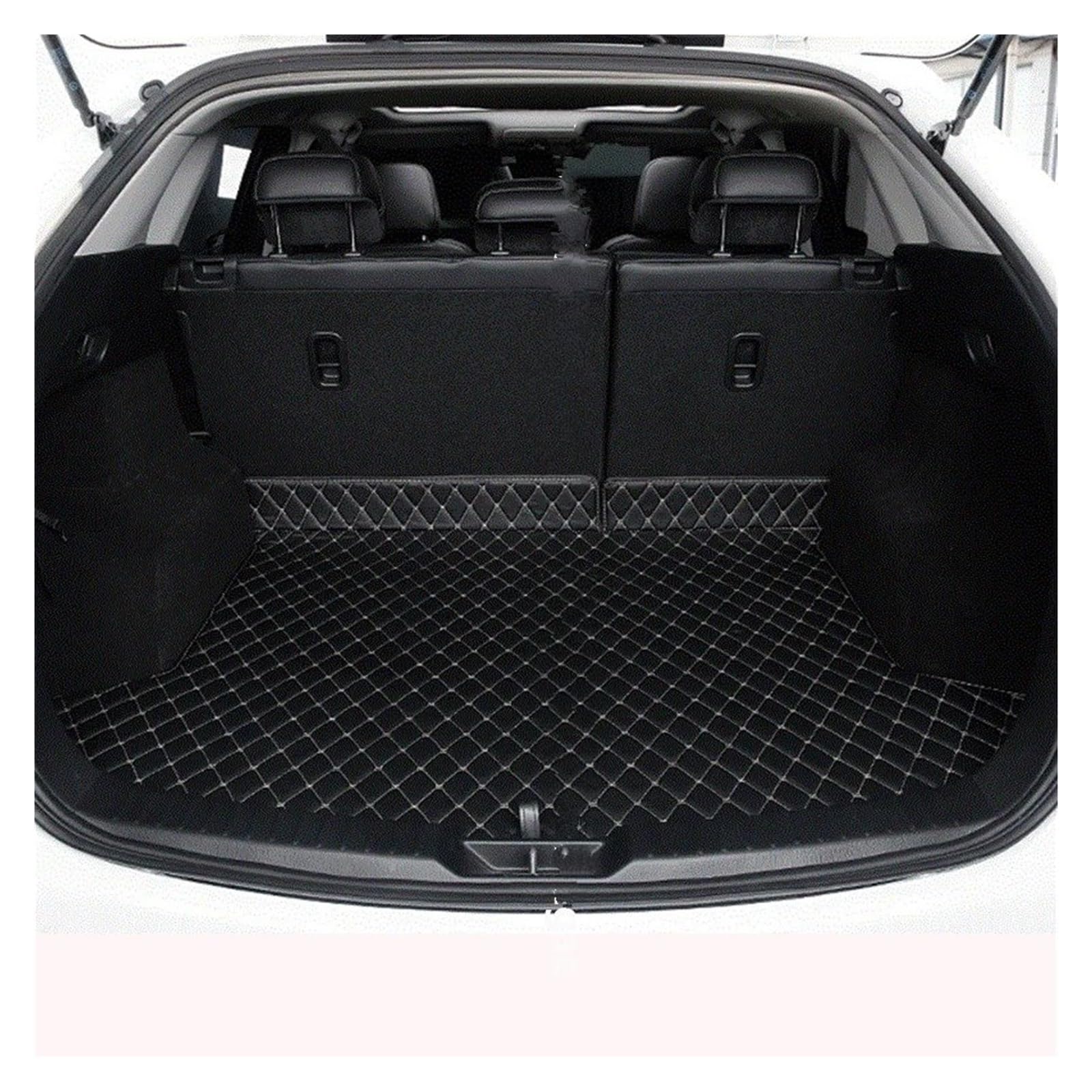 Kofferraumwanne Für Mazda Für CX-5 KF 2017-heute Auto Custom Kofferraum Matte Leder wasserdichte Cargo Liner Pad Schutzfrachtmatte(Black Beige)