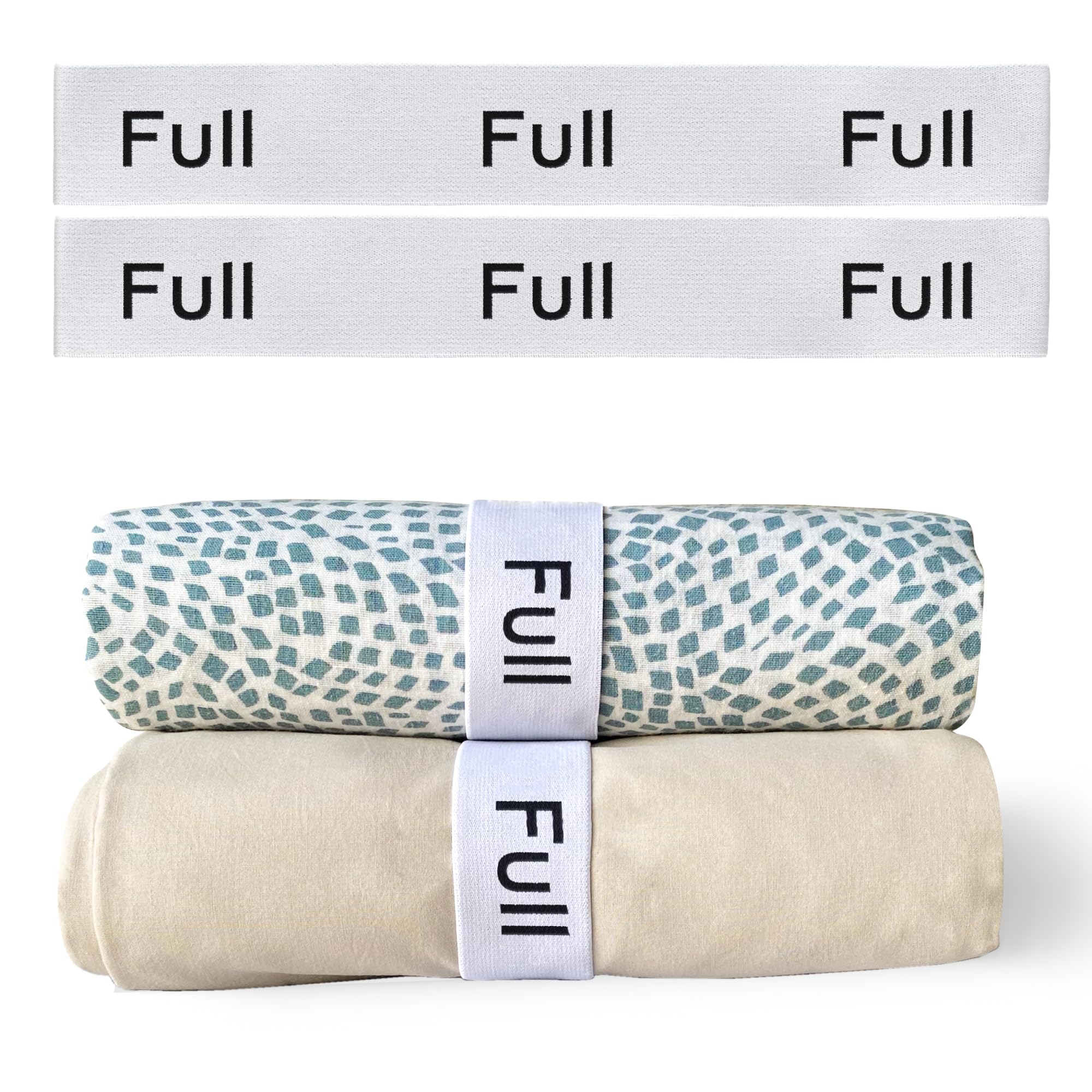 Niagara 2 Pack Bed Sheet Organizer and Storage Label Bands - Fully Elastic Stretchable Linen Closet Organizers and Storage - Bed Sheet Organizer Bands for Bed Sheets, Duvets, Quilts, Linen (Full)OEKO-TEX STANDARD 100