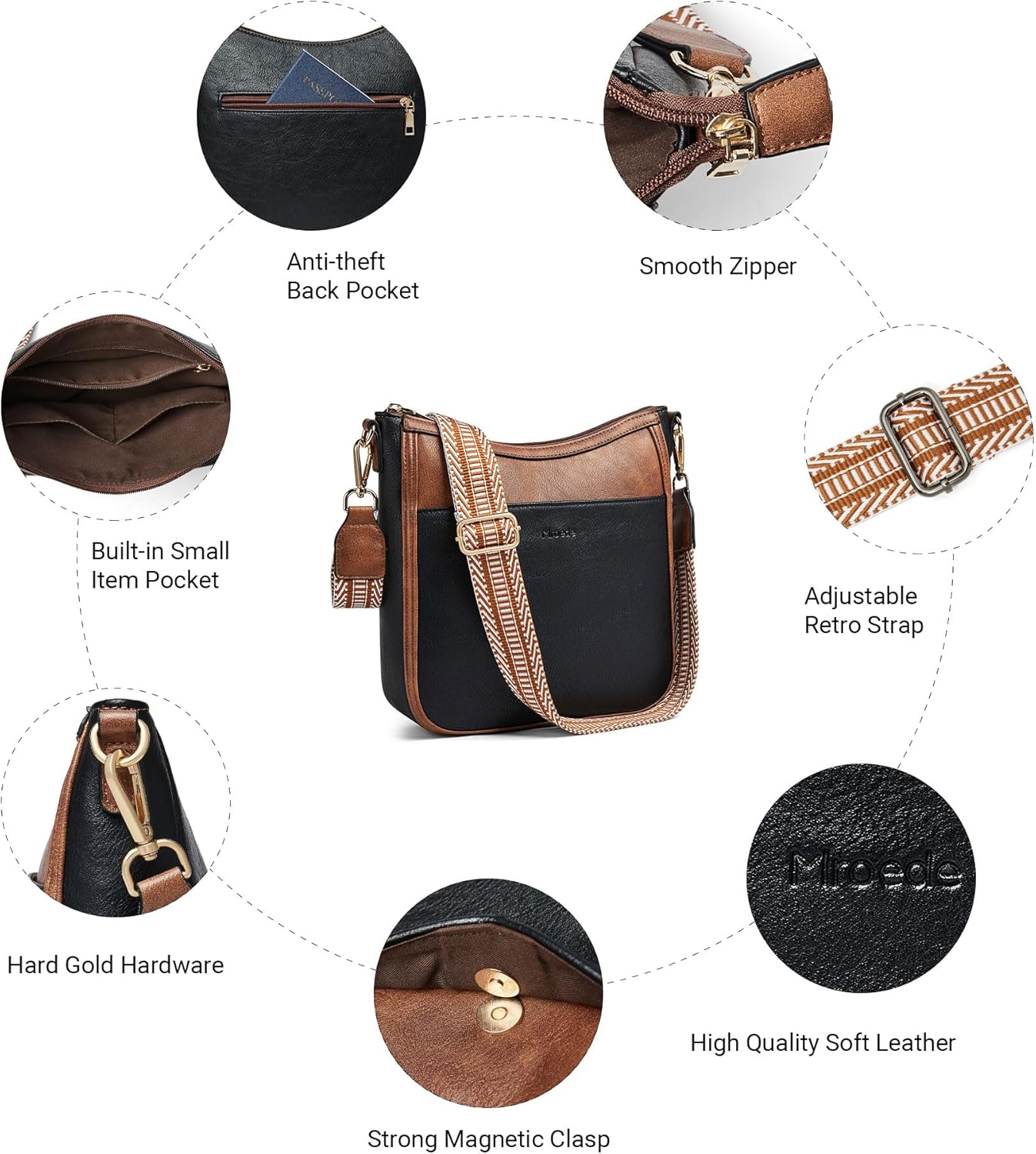 Crossbody Bags for Women Crossbody Purse for Women Vegan Leather Hobo Purses Shoulder Handbags for Daily Travel Work - Image 6