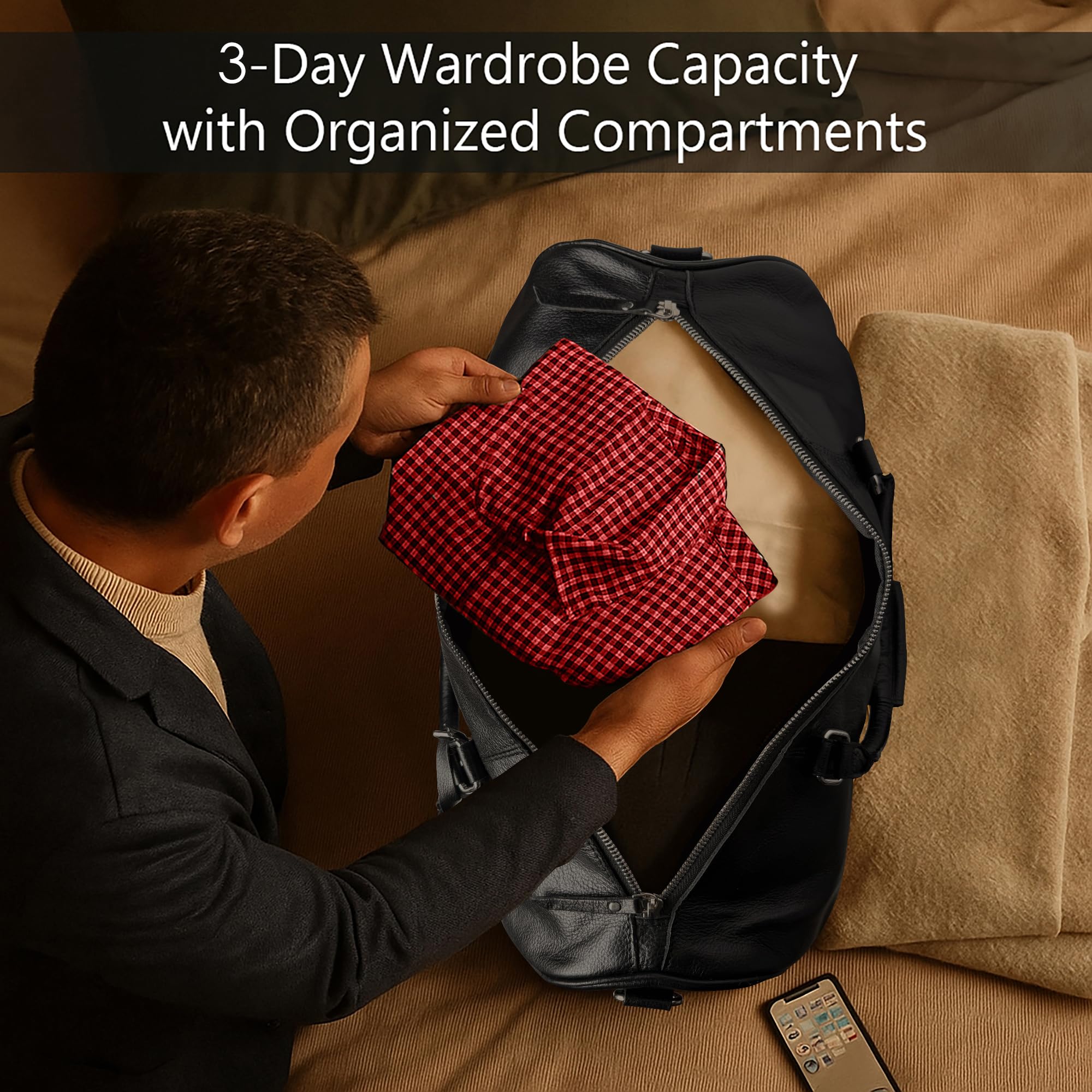 Bolsas de Cuero para Hombre, Viaje Durante la Noche, Maleta de Transporte de Fin de Semana, Bolsa de Lona Debajo del Asiento
