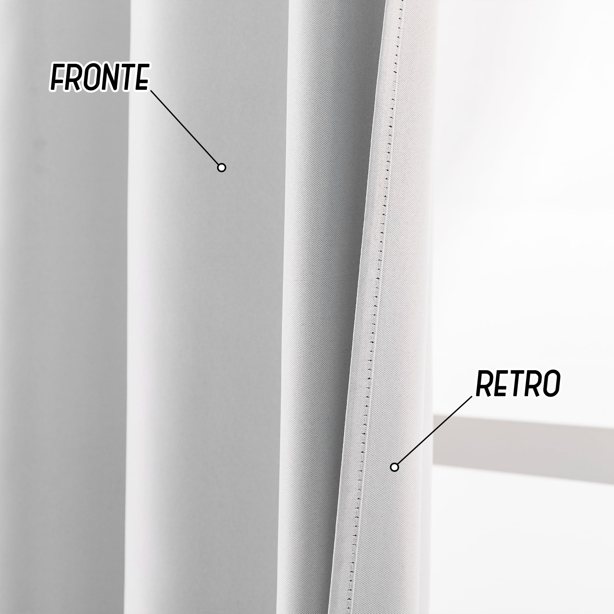 GIRASOLE HOME Paire de Rideaux Blancs Occultants Thermiques Doux, Couleur Unie, Rideau Isolant pour Salon, Chambre et Intérieur, 2 Panneaux avec Oeillets 140 x 238 cm