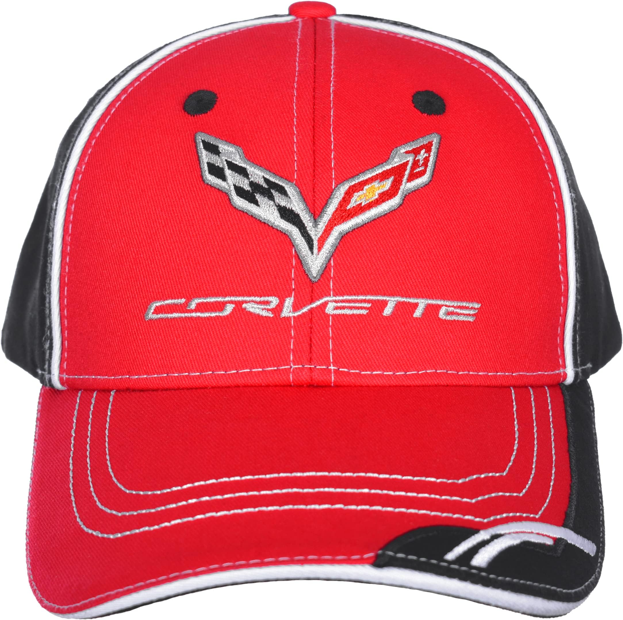 Men's Chevy Corvette C7 Logo Cap Adjustable Red & Black Hat