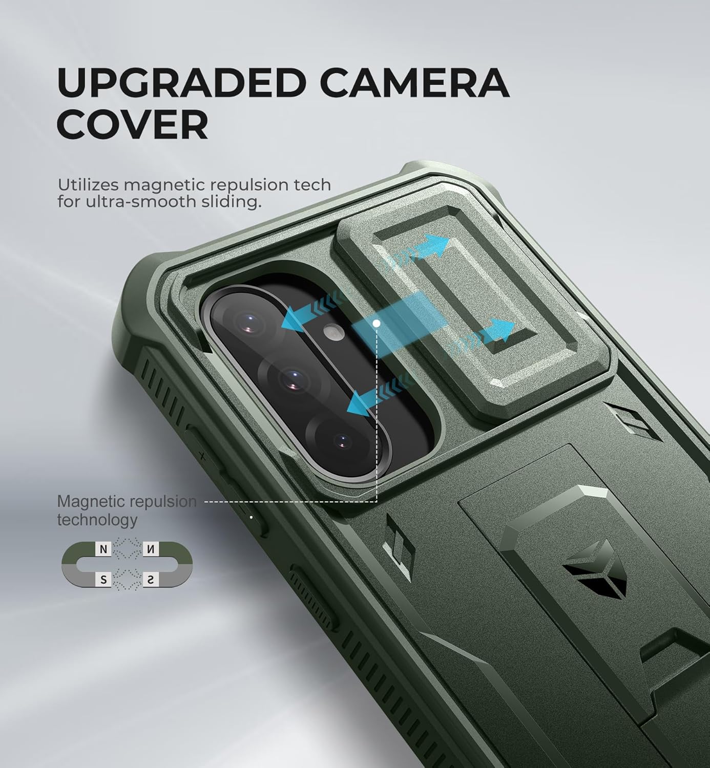 Dexnor for Samsung Galaxy A36-5G Case, [2 Front Frame] [Built-in Magnetic Slide Camera Cover & Kickstand] Heavy Duty Protection Shockproof Phone Case with Screen Protector, 6.7 inch Army Green Samsung A36 5G Army Green image 3 of 7 B0DZBPY2MT