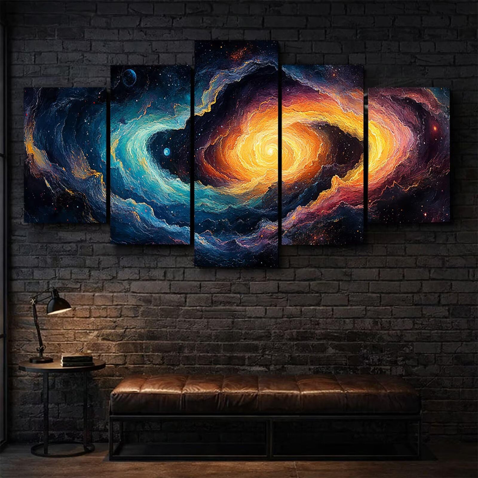 5 Pack Leuchtend Malen Nach Zahlen Erwachsene Universum YCBZ-2287 | DIY Set Erwachsene mit Pinselset Acrylfarben Set Fünf Leinwand zum Bemalen Abstrakt für Deko Wohnzimmer Geschenke für Frauen