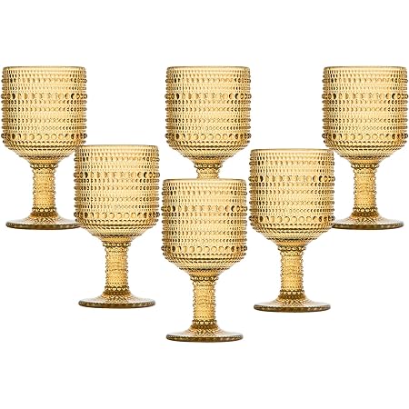 Jay Companies Set Of 6 Amber Embossed Wine Glasses (8.4 Oz / 250 Ml) main image 0