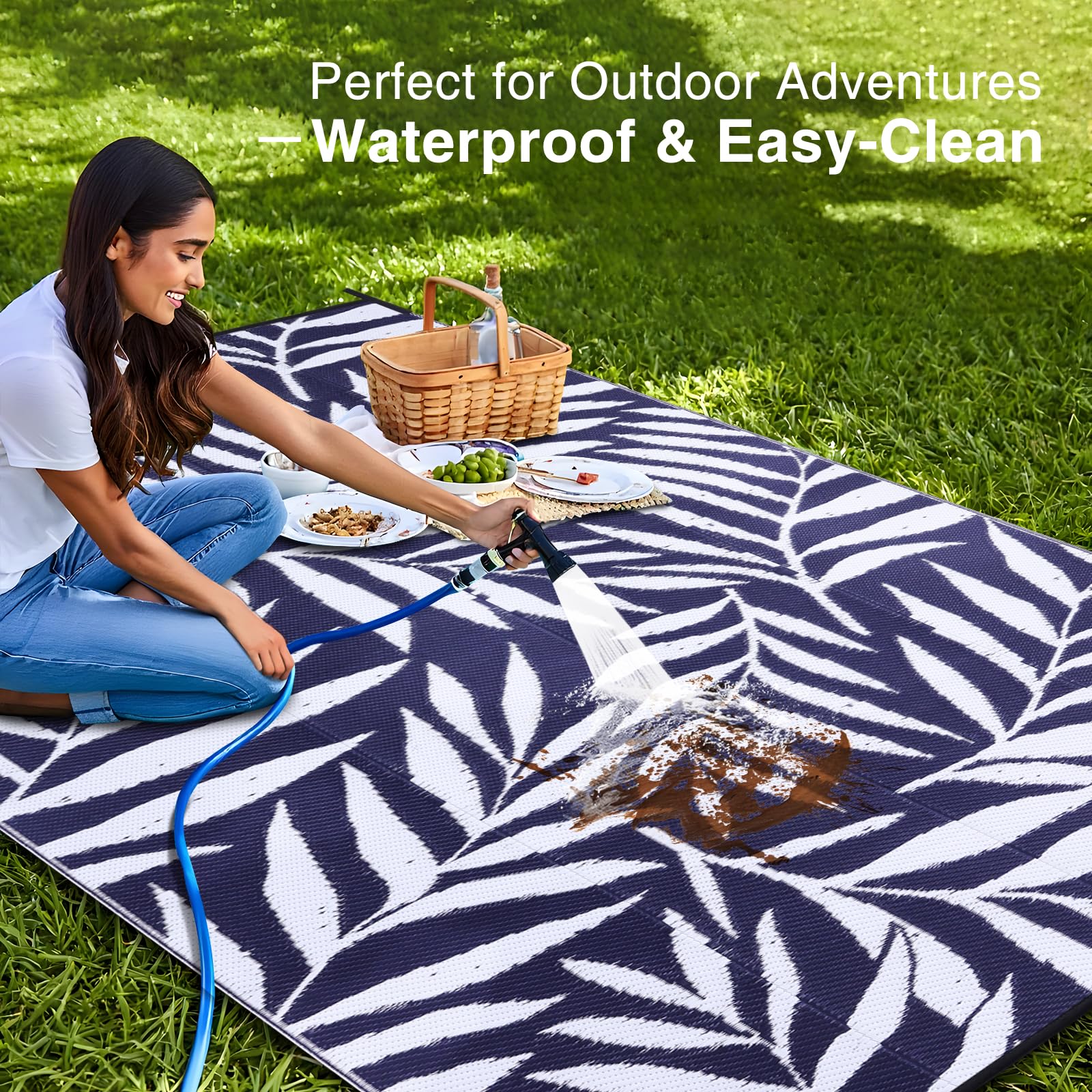 Amazon.com: OLANLY Waterproof Outdoor Rug 9x12 ft, Reversible
