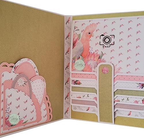 Miniatura 6 de Matty's Crafting Joy Juego de 5 troqueles rectangulares con solapa en cascada, troqueles de corte de metal para álbumes de recortes y diarios,