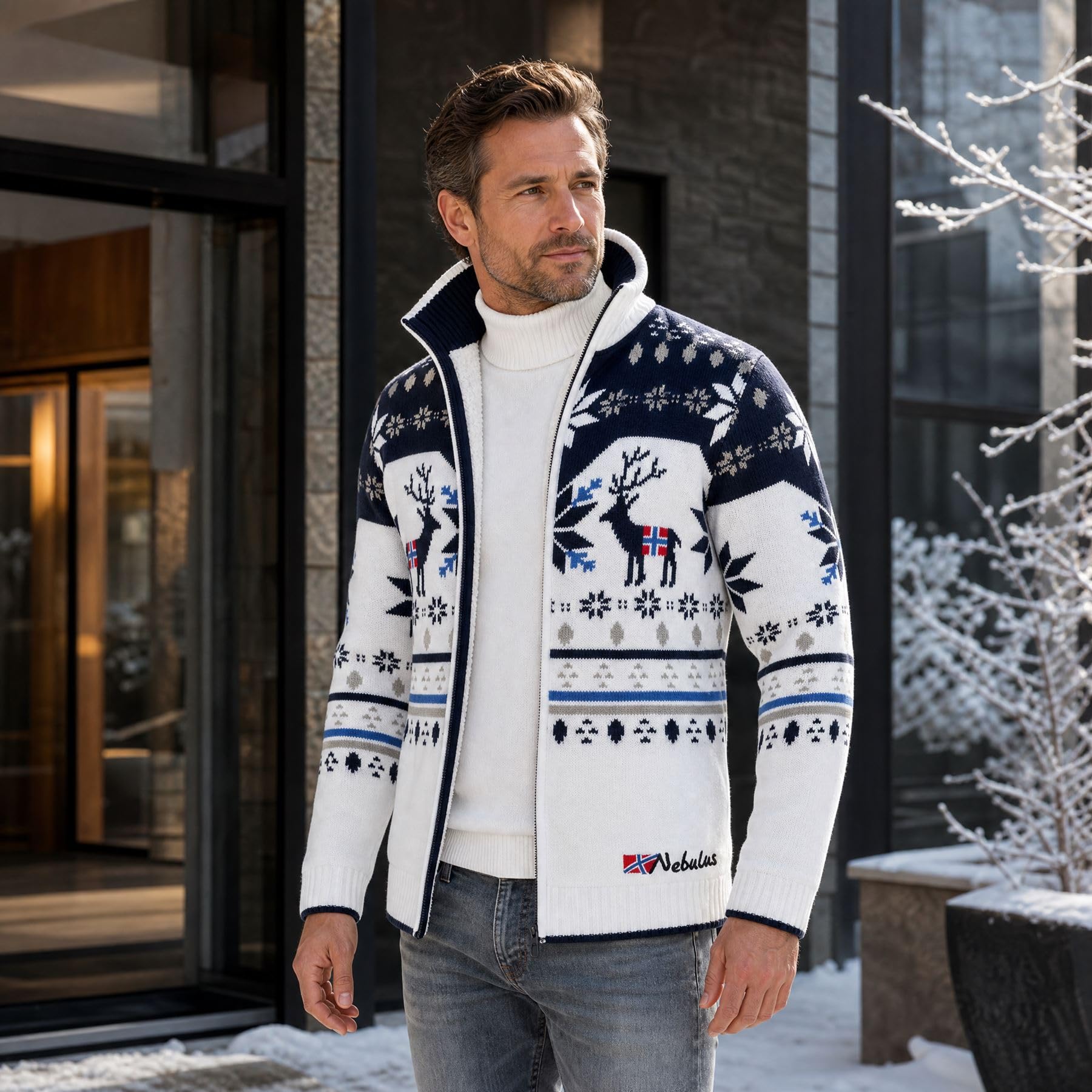 Nebulus Herren Norweger SVERRE, warme Strickjacke, praktische & vielseitige Jacke