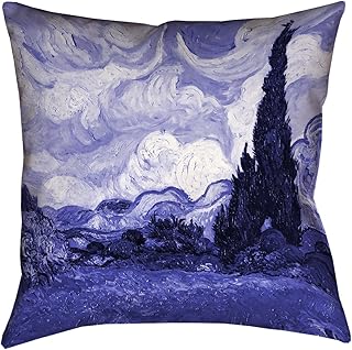 ArtVerse VAN018P2626G Blue Wheatfield with Cypresses Pillow, 26" x 26"
