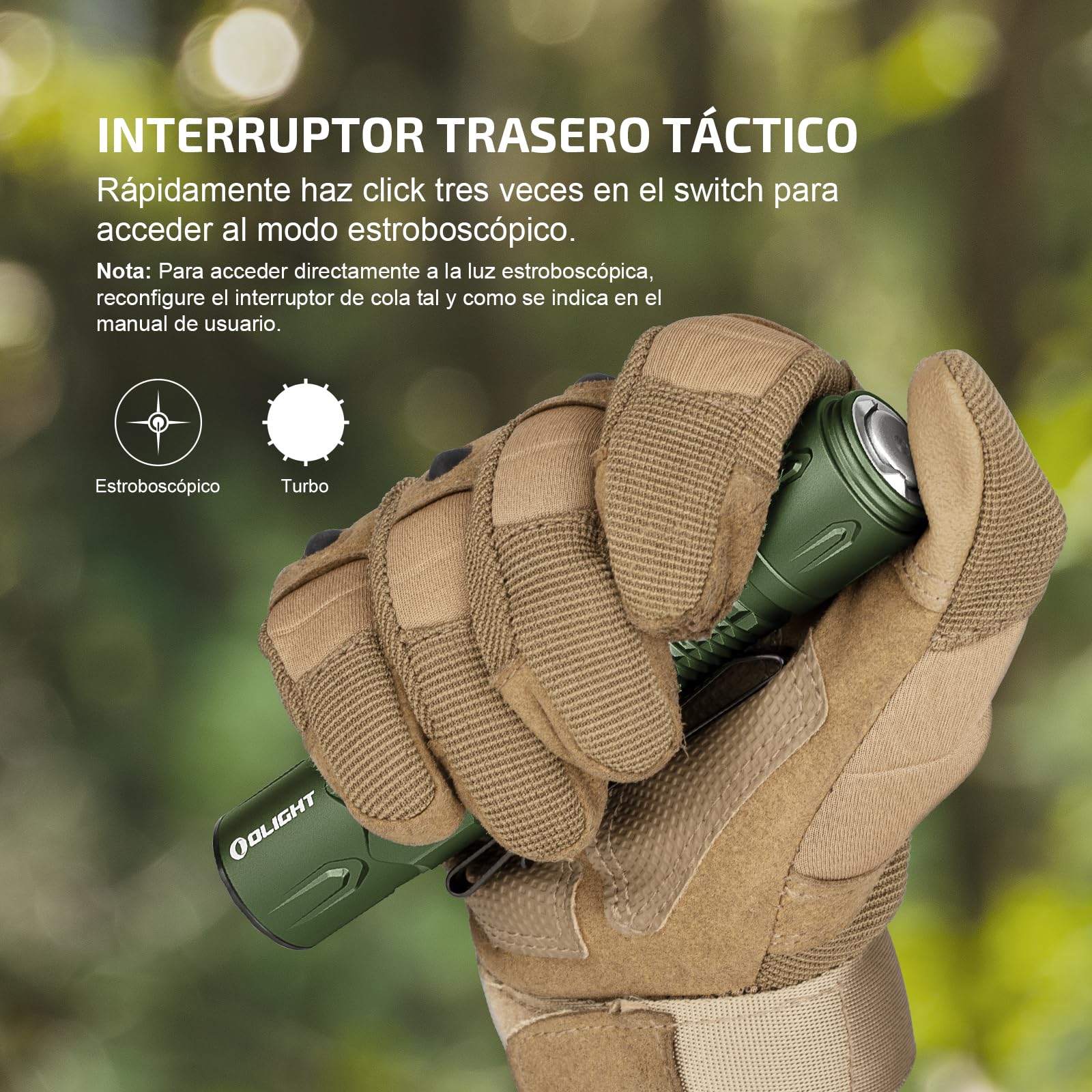 OLIGHT Warrior 3S Táctica Linterna 2300 LM 300M Carga mediante USB-C | Configuración de Sensor, Doble Interruptor, Impermeable IPX8, Adecuado Para Acampada, Senderismo y Emergencias