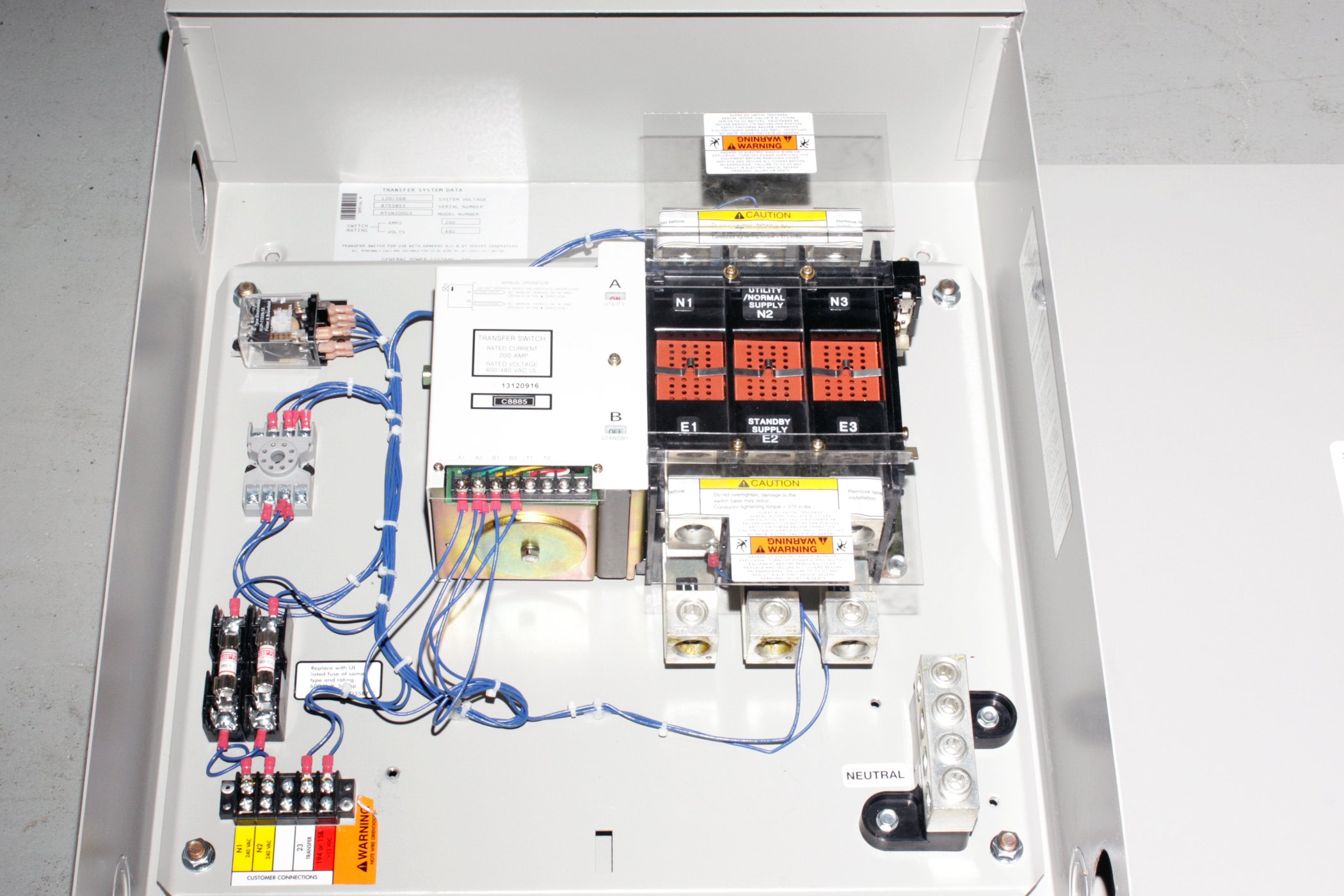 Generac 0D7294 400A 600V Pole W Style Transfer Switch Contactor
