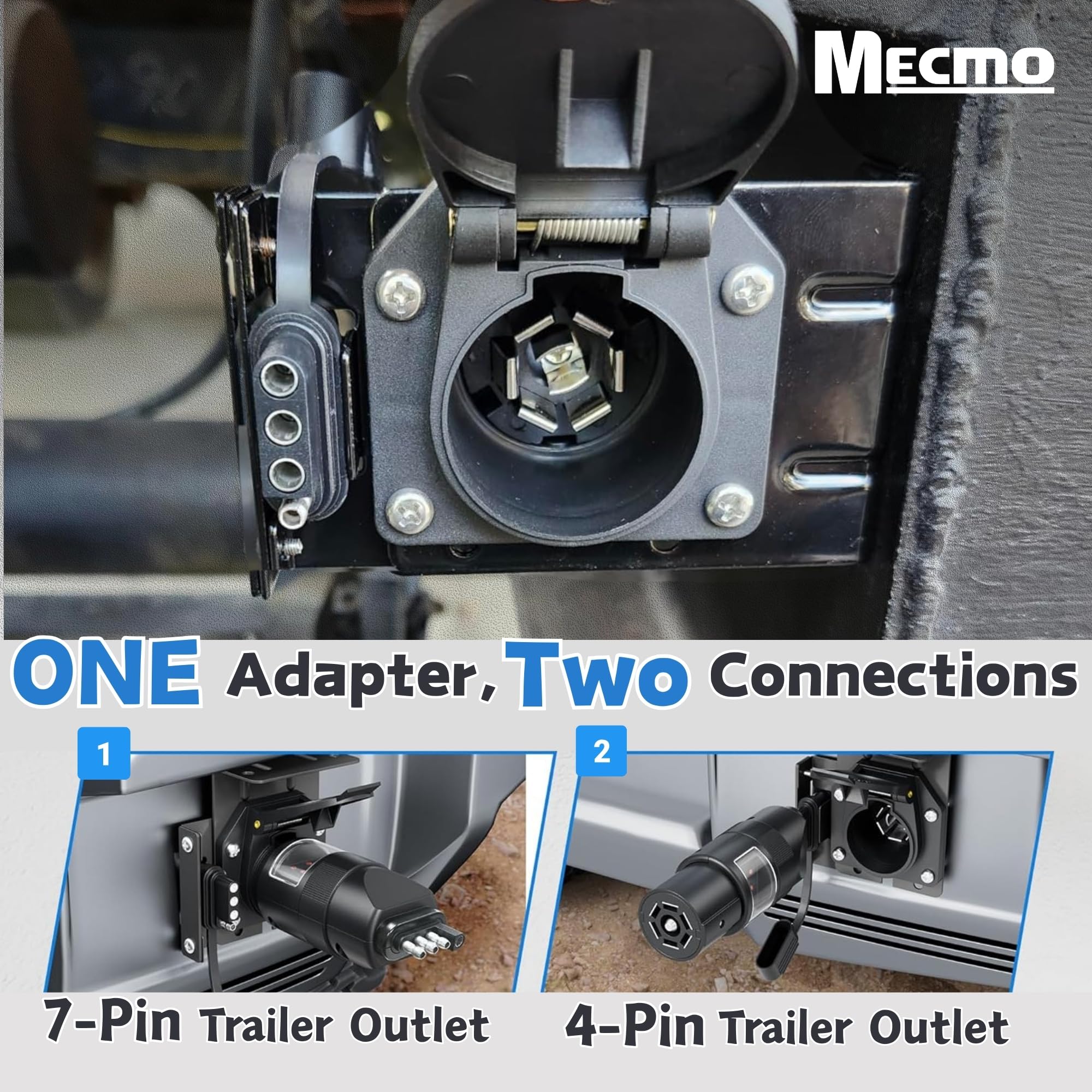 Oyviny Adattatore Cablaggio Rimorchio 4-7 Pin - Doppia Uscita 4 E 7 Vie Con Staffa Di Montaggio - Connettore Universale