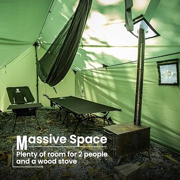 OneTigris TEGIMEN Hammock Hot Tent with Stove Jack - Spacious, Versatile Wall Design & Snow Skirt, 3000mm Waterproof, Zippered Storage Bag