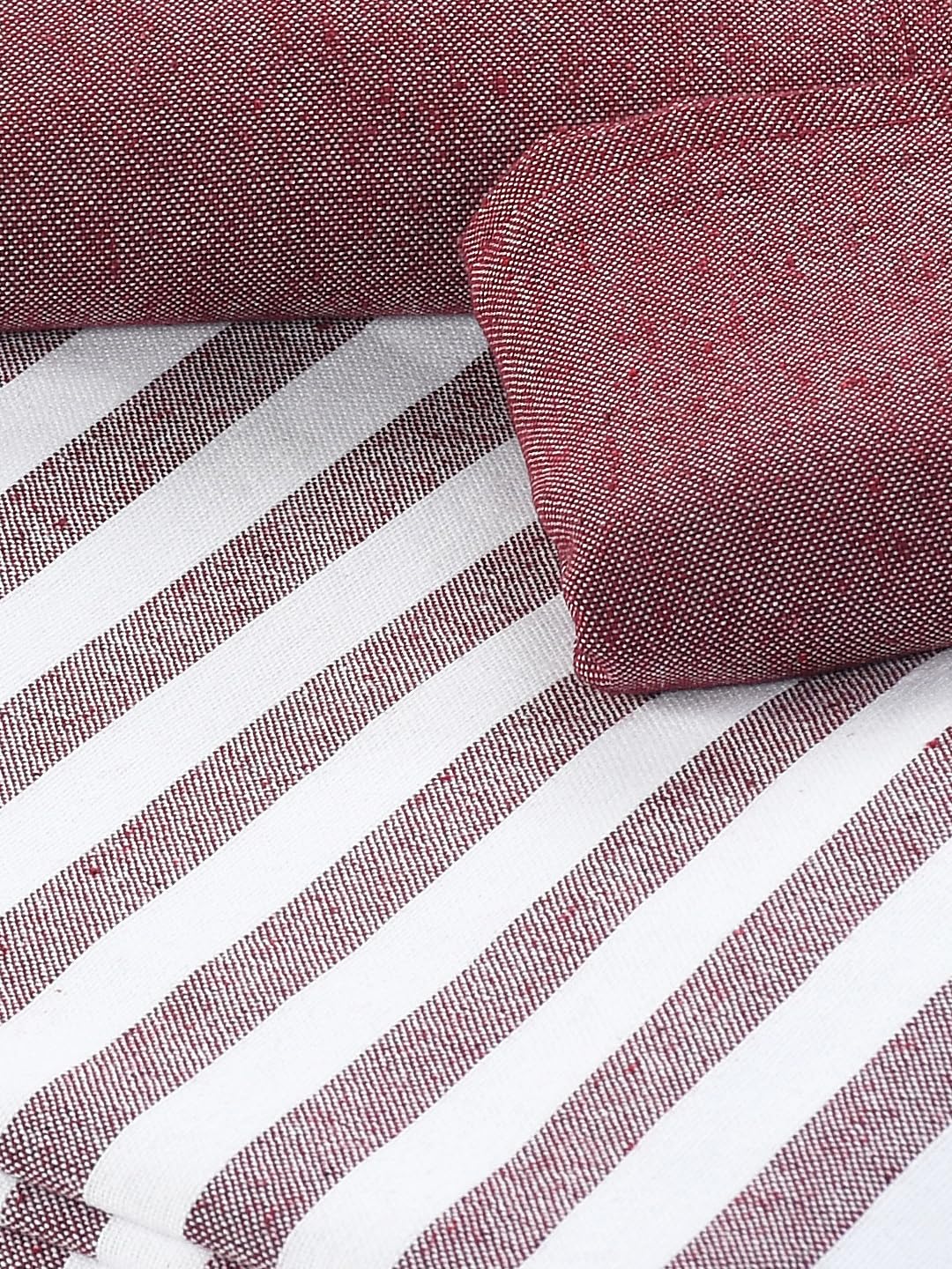 Maroon Striped Bedsheet - Soft Cotton Queen Size -3 Maroon Striped Bedsheet - Soft Cotton Queen Size -3