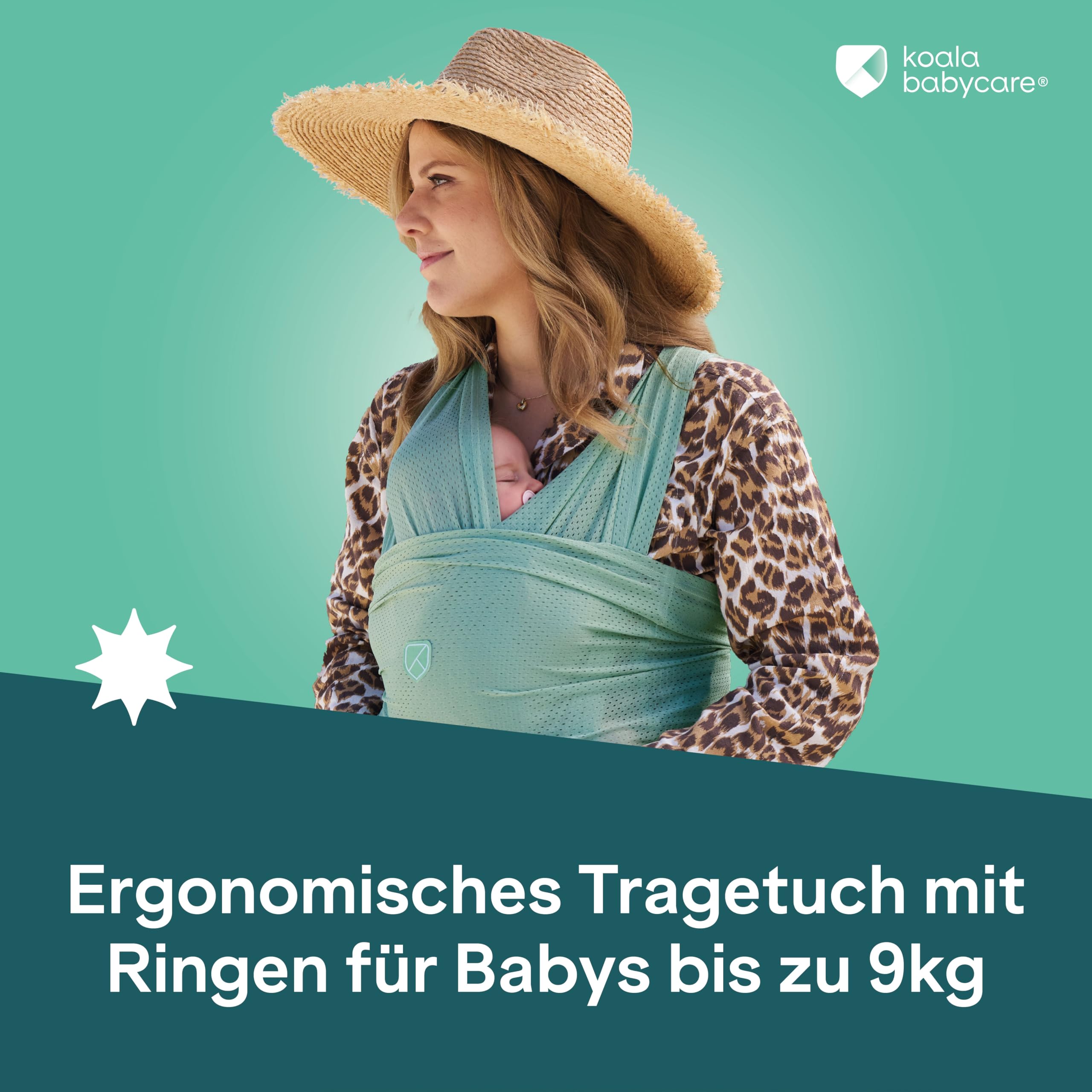 Koala Babycare Tragetuch Baby Neugeborene Sommer | Babytragetuch in Mesh für Baby bis 9kg | Wasser‑Sling für Strand, Pool, Dusche | Schnell trocknend, verstellbar, kompakt