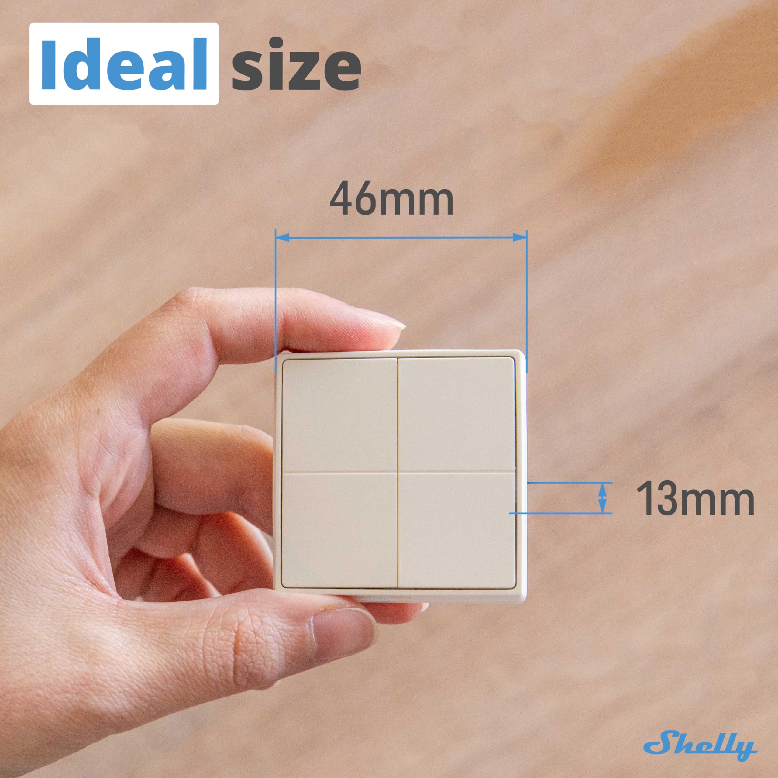 Shelly BLU Wall Switch 4 Stand-Alone – Mando a distancia Bluetooth universal, Pulsador Autónomo Inalámbrico, Control remoto para Domótica, Acciones y Escenas inteligentes, Multiclic