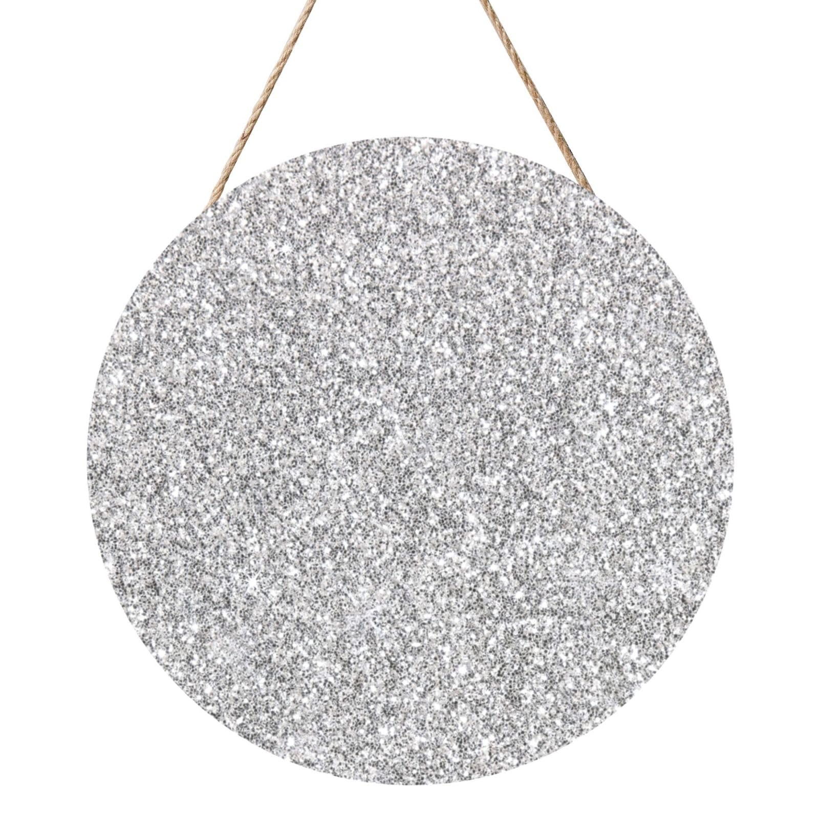 InOmak Silver Glitter, Round Wood Panel Painting 12 in, Wall Hanging Painting For Home