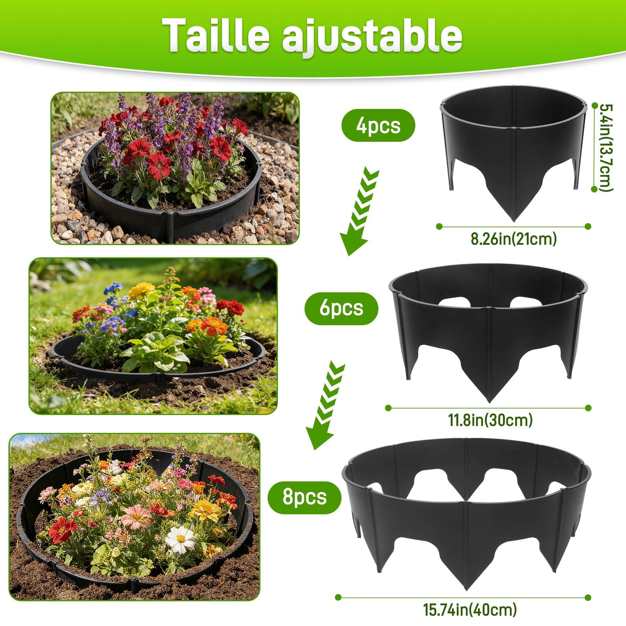 Set PVC 48 Anneau de Croissance végétal avec Marteau en Caoutchouc, idéal pour Jeunes Plantes, étanche et pour Jardin et Potager surélevé