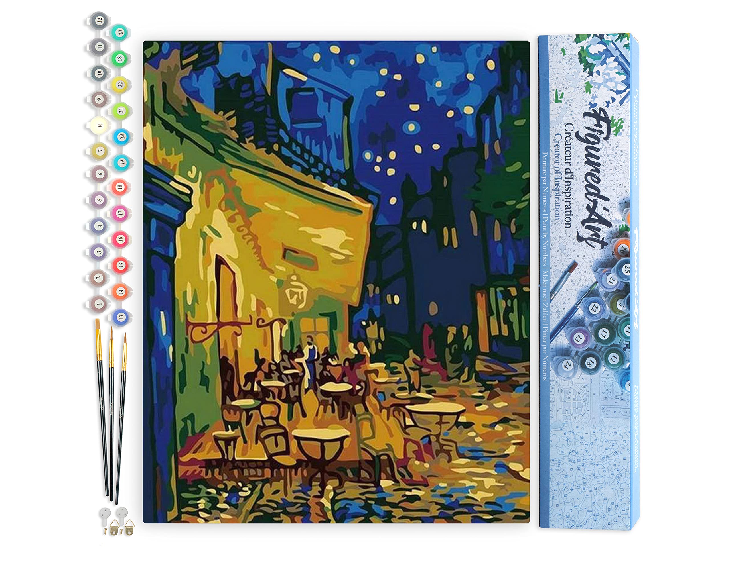 Figured'Art Paint by Numbers for Adults Van Gogh Cafe Terrace at Night 40x50cm - Craft Art Painting DIY Kit Rolled Canvas Without Frame — image 1