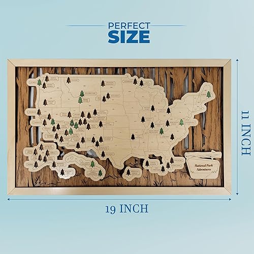 Vista 16 de Personalized Wooden National Parks Map Push Pins Travel Tracker - USA Made National Park Map Gifts for Nature Lovers - Upgraded Scratch Off