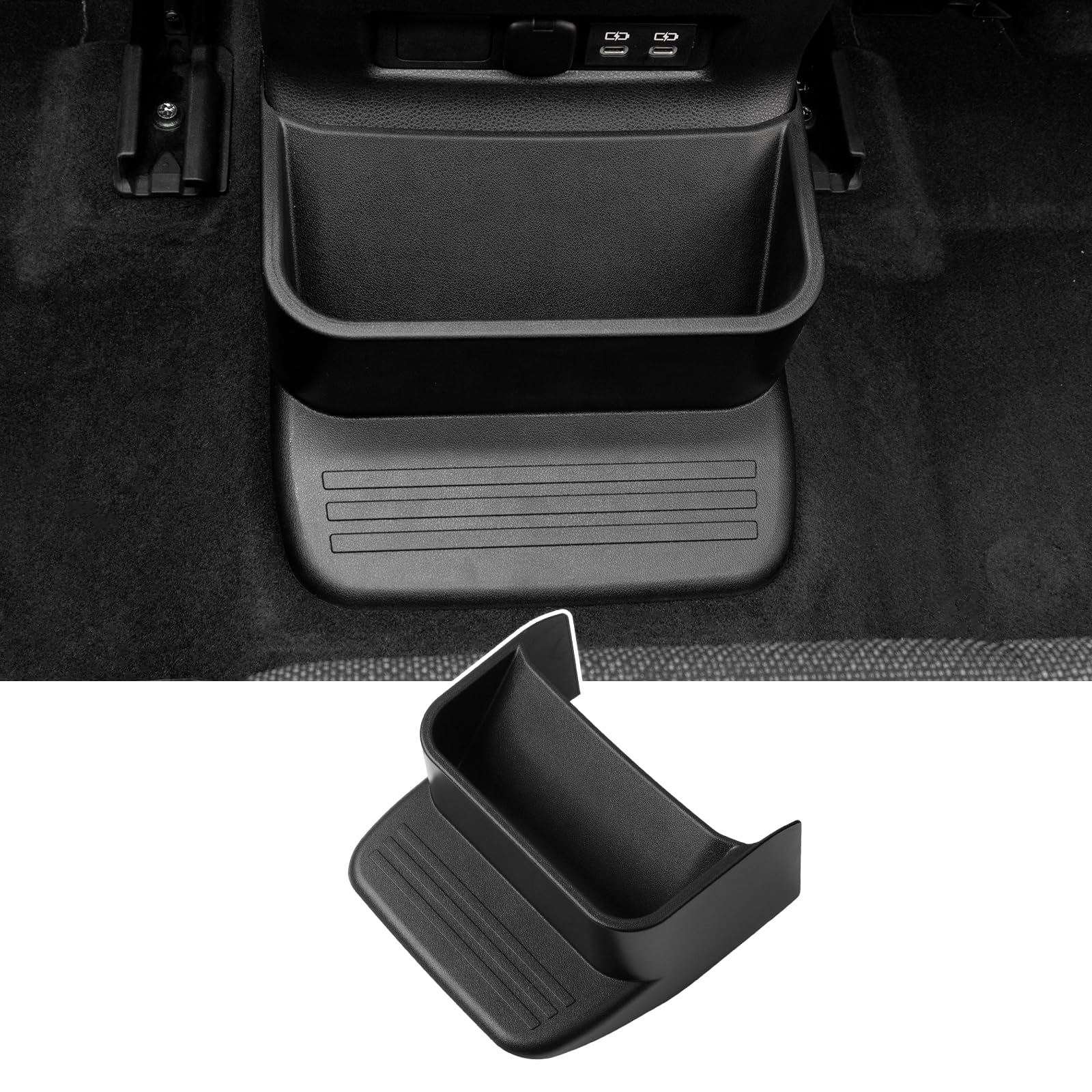 karltys rear center console organizer, rear bridge storage box abs material, back seat floor console air outlet tray for toyota land cruiser prado 250 2024-2025 2026 interior accessories