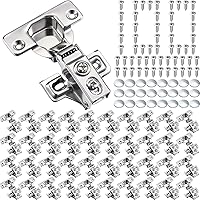 Chumia 100 Pack Soft Close Cabinet Hinges 1/2 Inch Overlay 105° Kitchen Doors - Stainless Steel Concealed Hinges with Screws