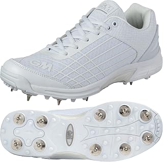 Gunn & Moore Gm Spike Cricket Shoes, Optimal Grip And Lightweight Feel, For Bowlers And Batsmen, Arch Support, For Adults And Youth Players, White/Blue/Fluro Yellow, Size 5 Uk, 38 Eu