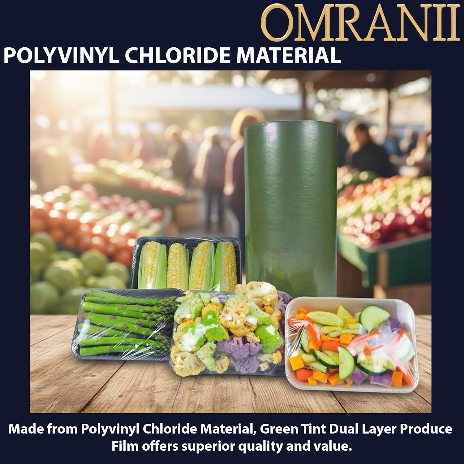 Green Tint Dual Layer Produce Film, 18" X 5000' & 1Roll | High-Quality Overwrap for Hand & Machine Packing | Excellent Clarity, Tear-Resistant, Stretchable & Durable | High-Quality Overwrap for Hand