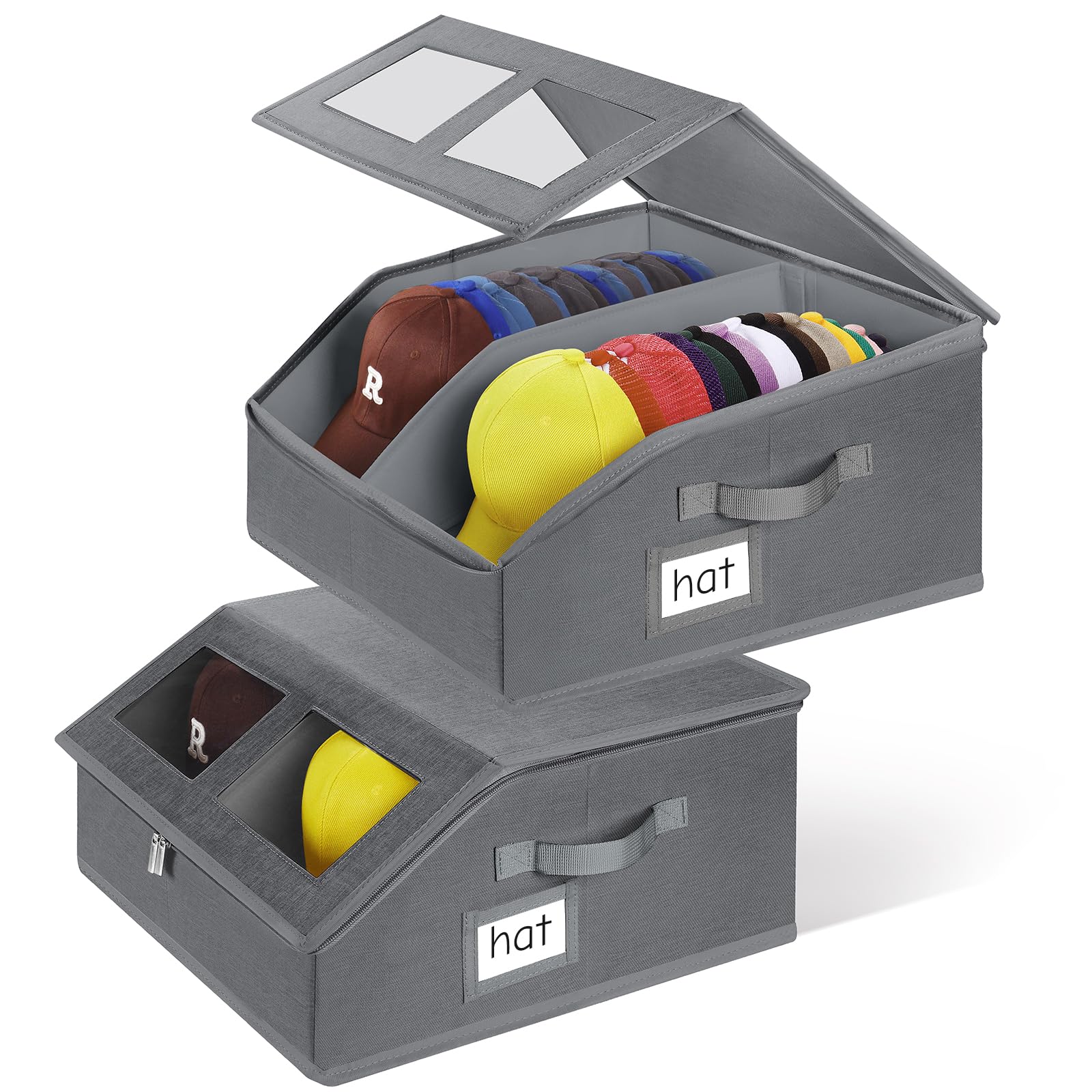2pk Hat Storage for Baseball Caps, Hat Organizer for Closet, Hat Box