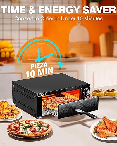Miniatura 4 de PYY Horno eléctrico de pizza para interiores, horno de pizza, máquina comercial para hacer pizza para el hogar con temporizador, cocina de pizza de
