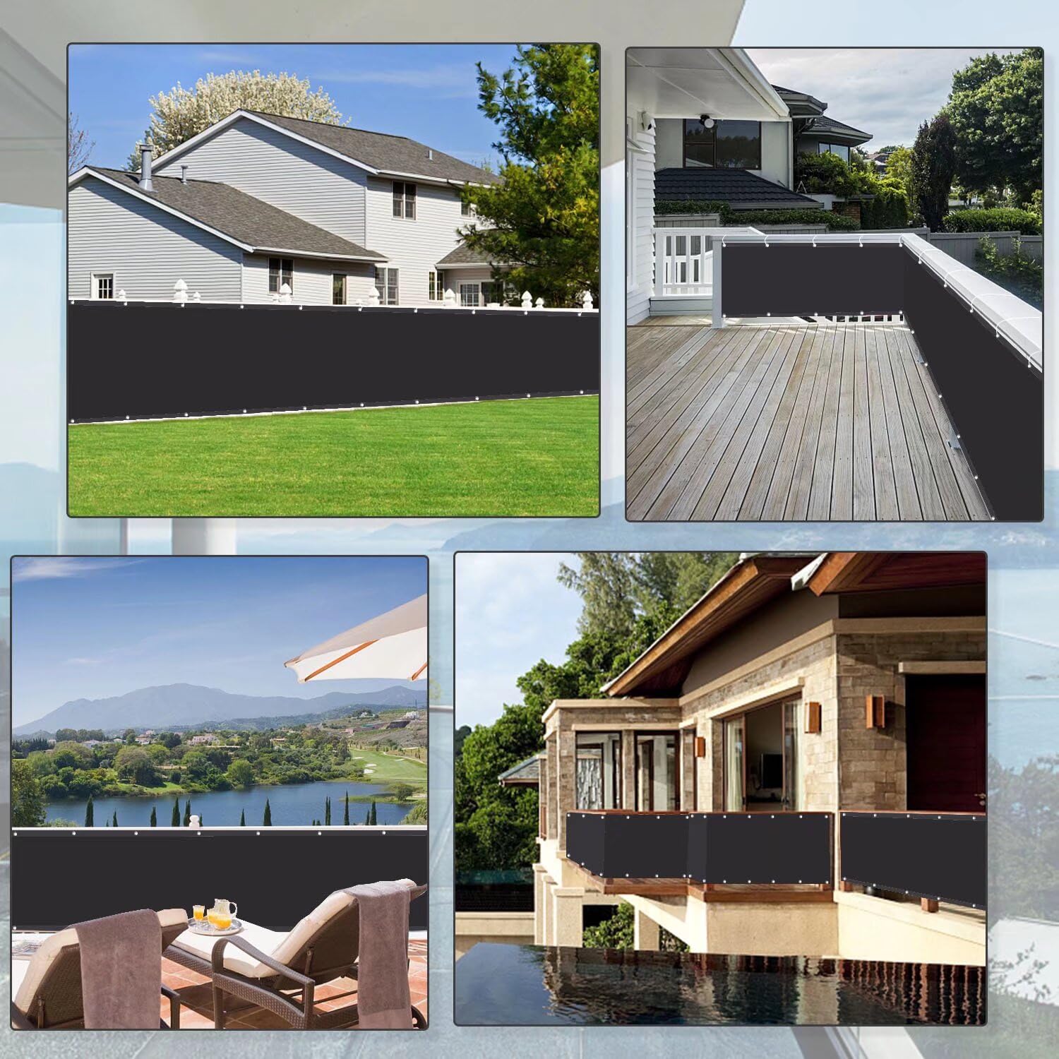 WEALSFUN Balcony Privacy Screen, Balcony Cover (390 Sizes and 8 Colours), Balcony Cladding, No Drilling, Opaque - Image 4