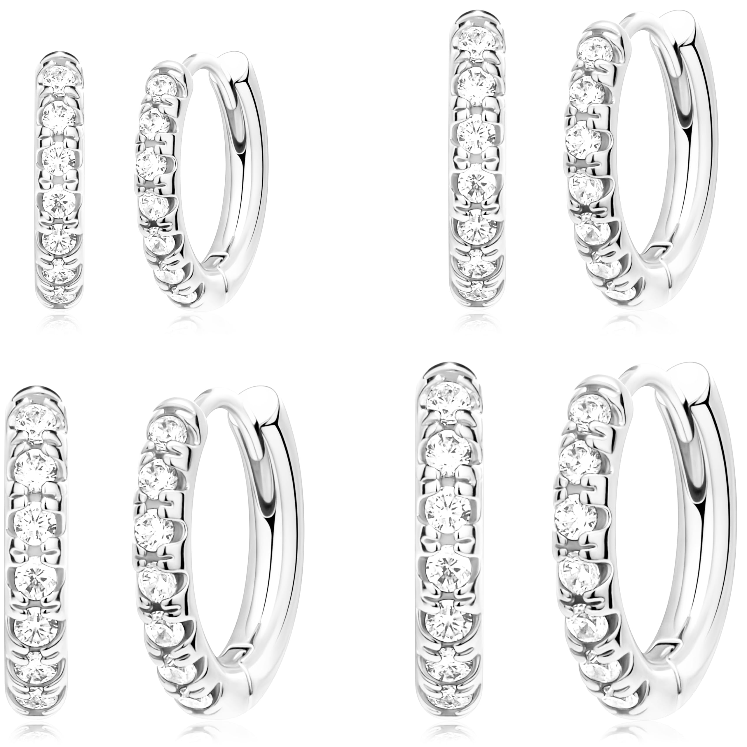 Gokeey S925 Sterling Silver Earrings for Women,Dainty Small Tragus Hoop Earrings for Women Hypoallergenic,Cute Mini Cartilage Helix Conch Cubic Zirconia Earring Set for Multiple Piercing Jewelry Gifts